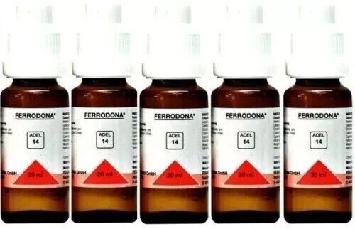 Pack of 5 ADEL 14 Ferrodona Drop (20ml) Homeopathic Drop Treatment of anaemia