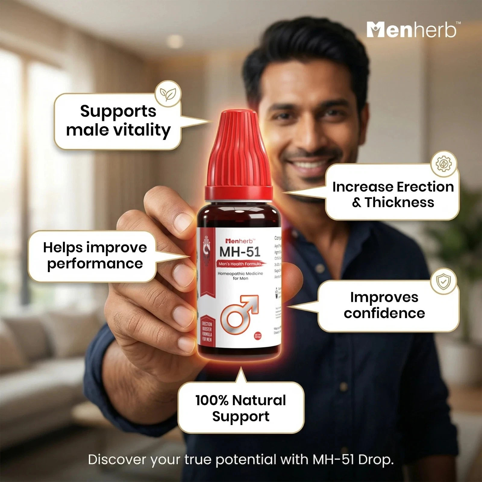 Menherb MH-51 Drops Homeopathic 22ml for men Stamina & Performance