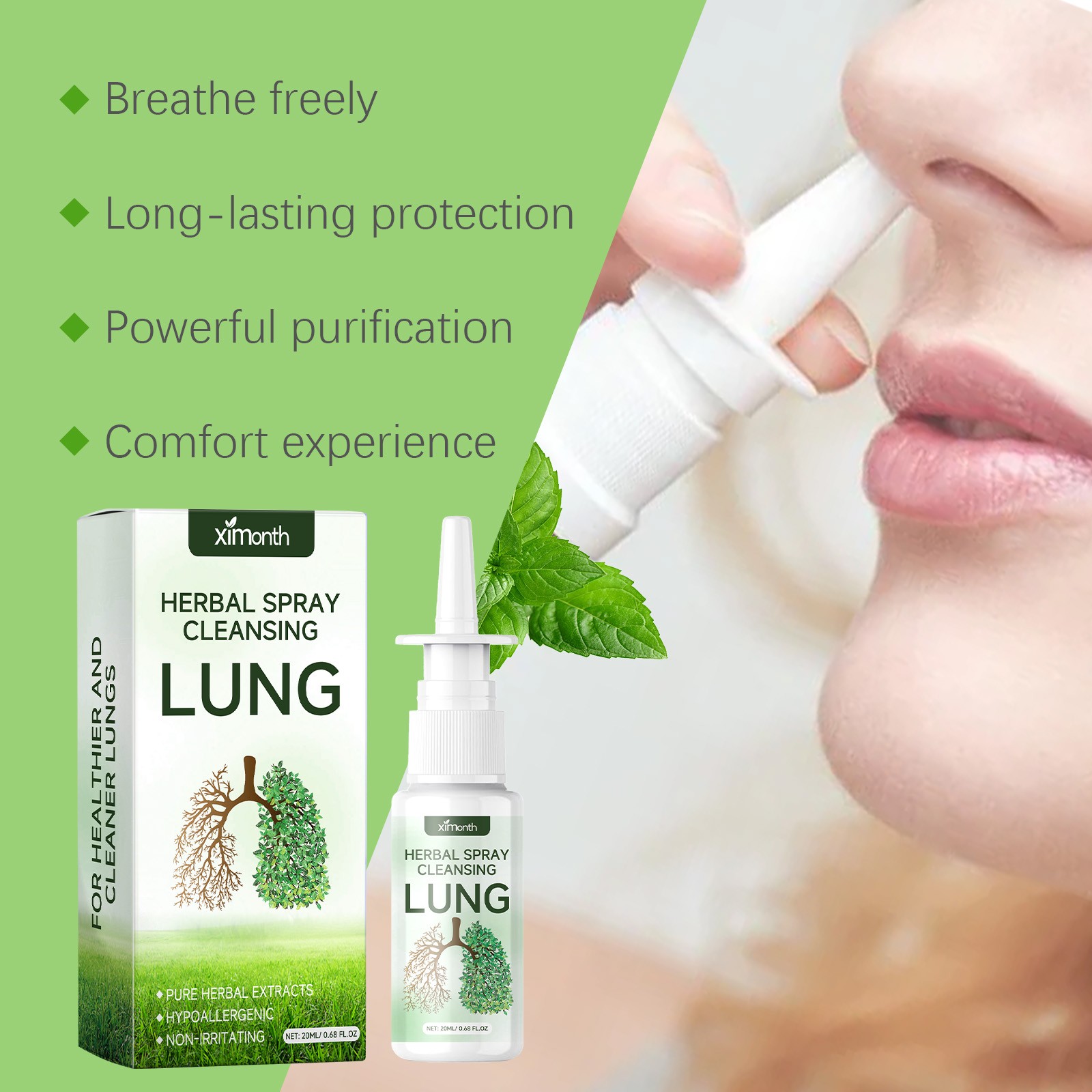 Natural Nasal Spray, Sinus & Congestion Relief, Menthol Witch Hazel