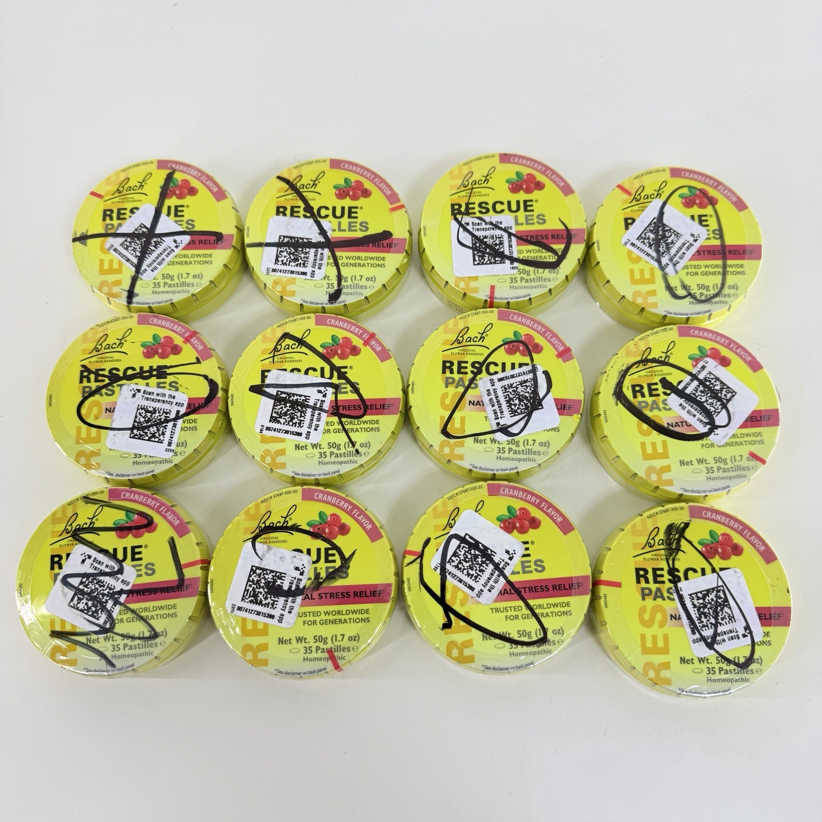 Lot Of 12 – Bach Rescue Remedy Pastilles Cranberry 50 Grm EXP 10/2026 Sealed