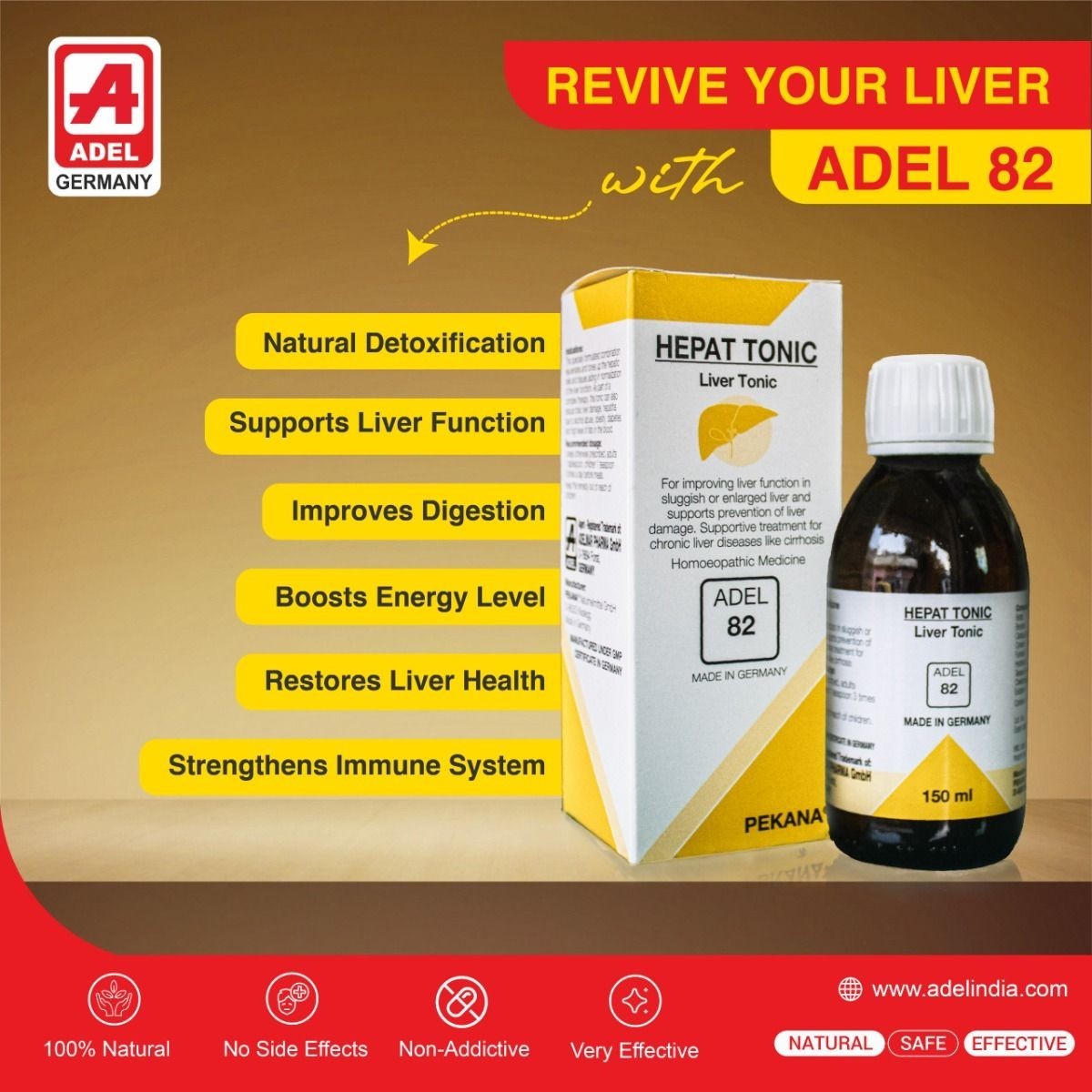 ADEL 82 Liver Tonic 150ml Pack of 2 Homeopathic Support for Digestion Care