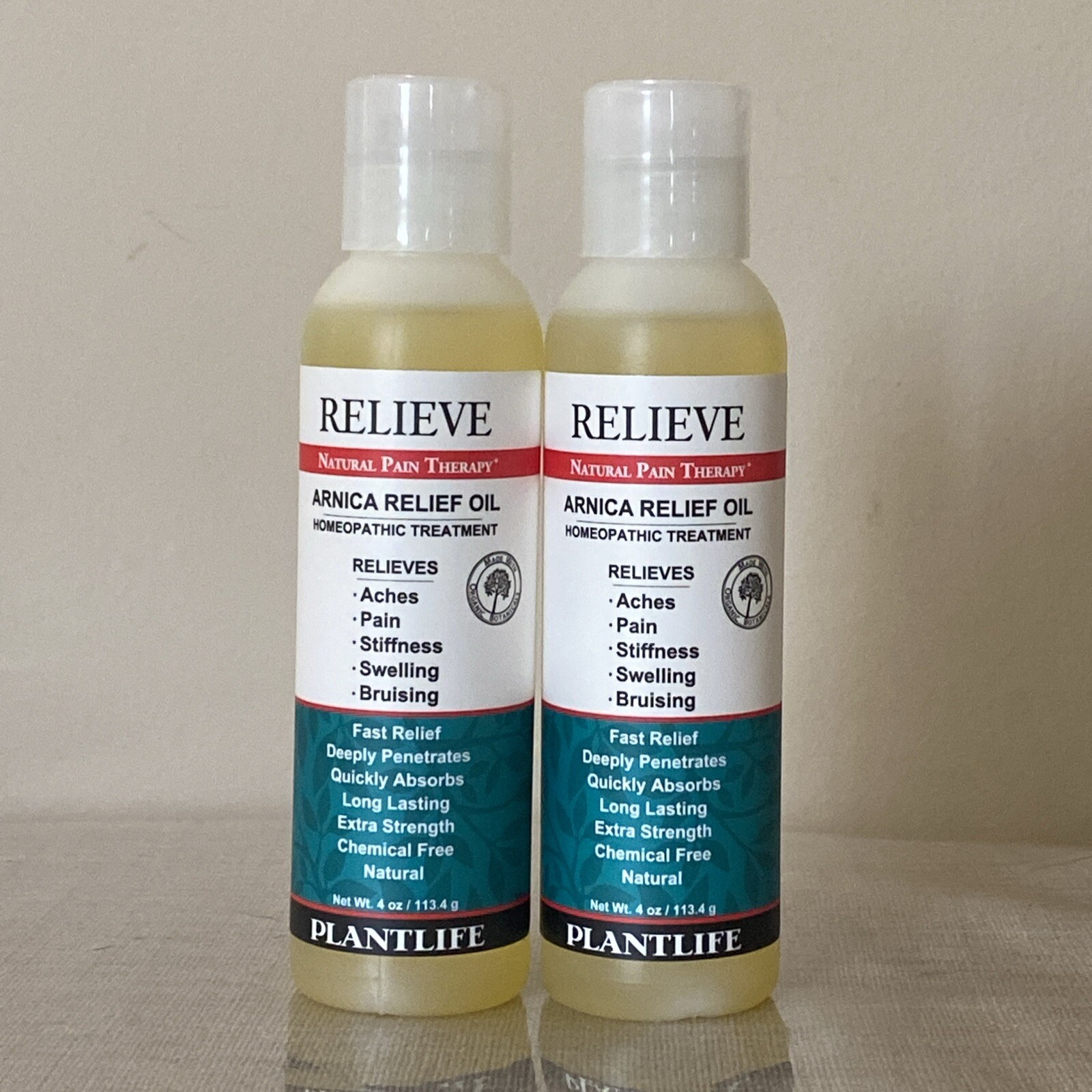 Lot of 2 PlantLife Homeopathic Arnica Relief Oil – 4 oz