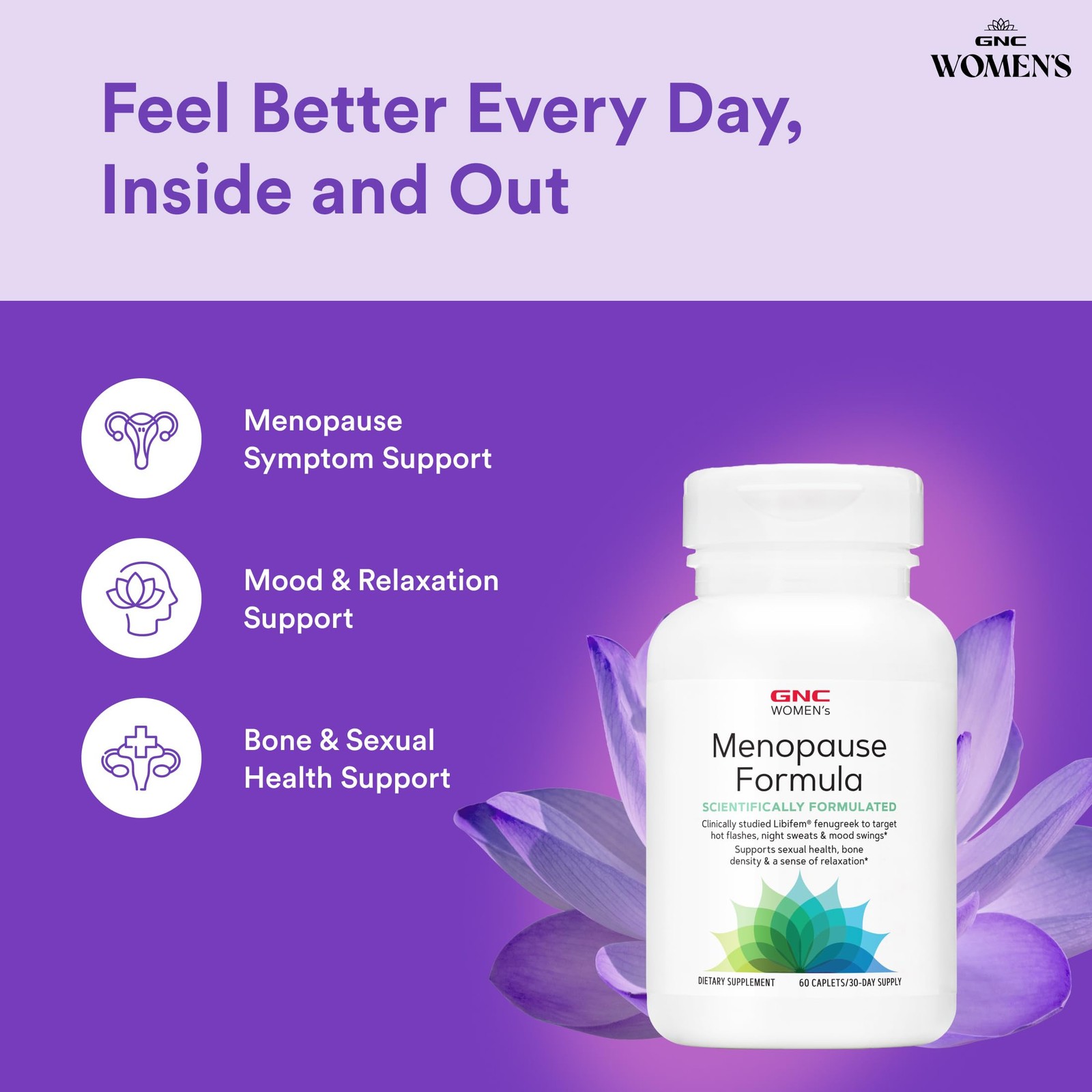 GNC Women’s Menopause Formula, 60 Caplets 60 Count (Pack of 1)