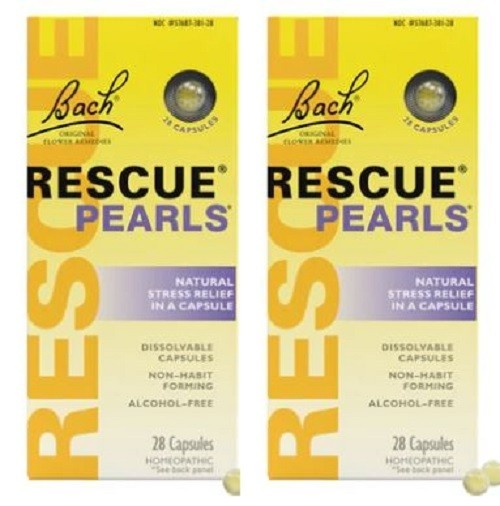 2 x Bach RESCUE PEARLS Natural Stress Relief 28 ea, Clearance for EXP 07/2026