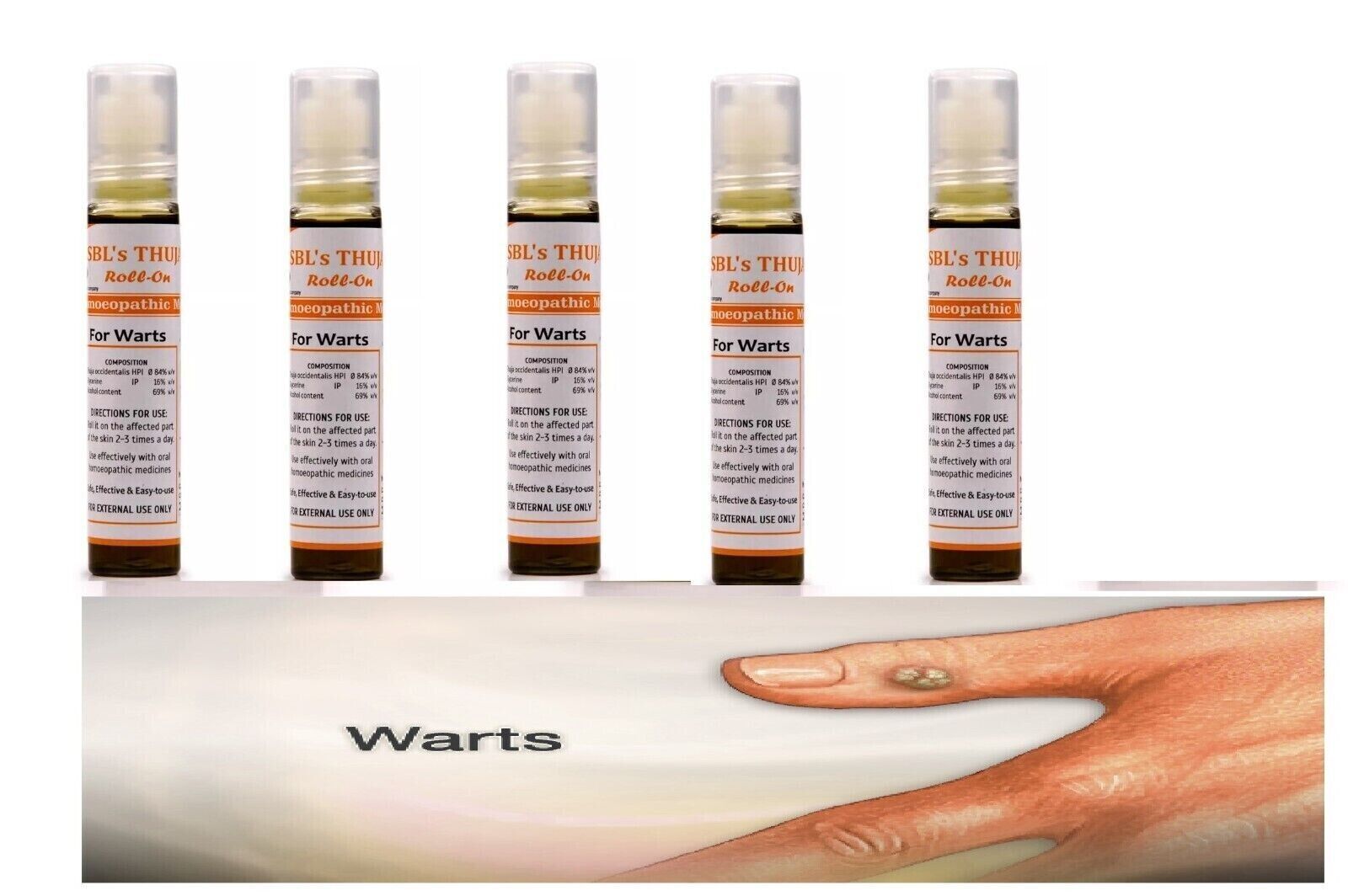 SBL Thuja Roll-On For Warts Fungal Overgrowth Dry Skin & Eruptions 10ml x 5