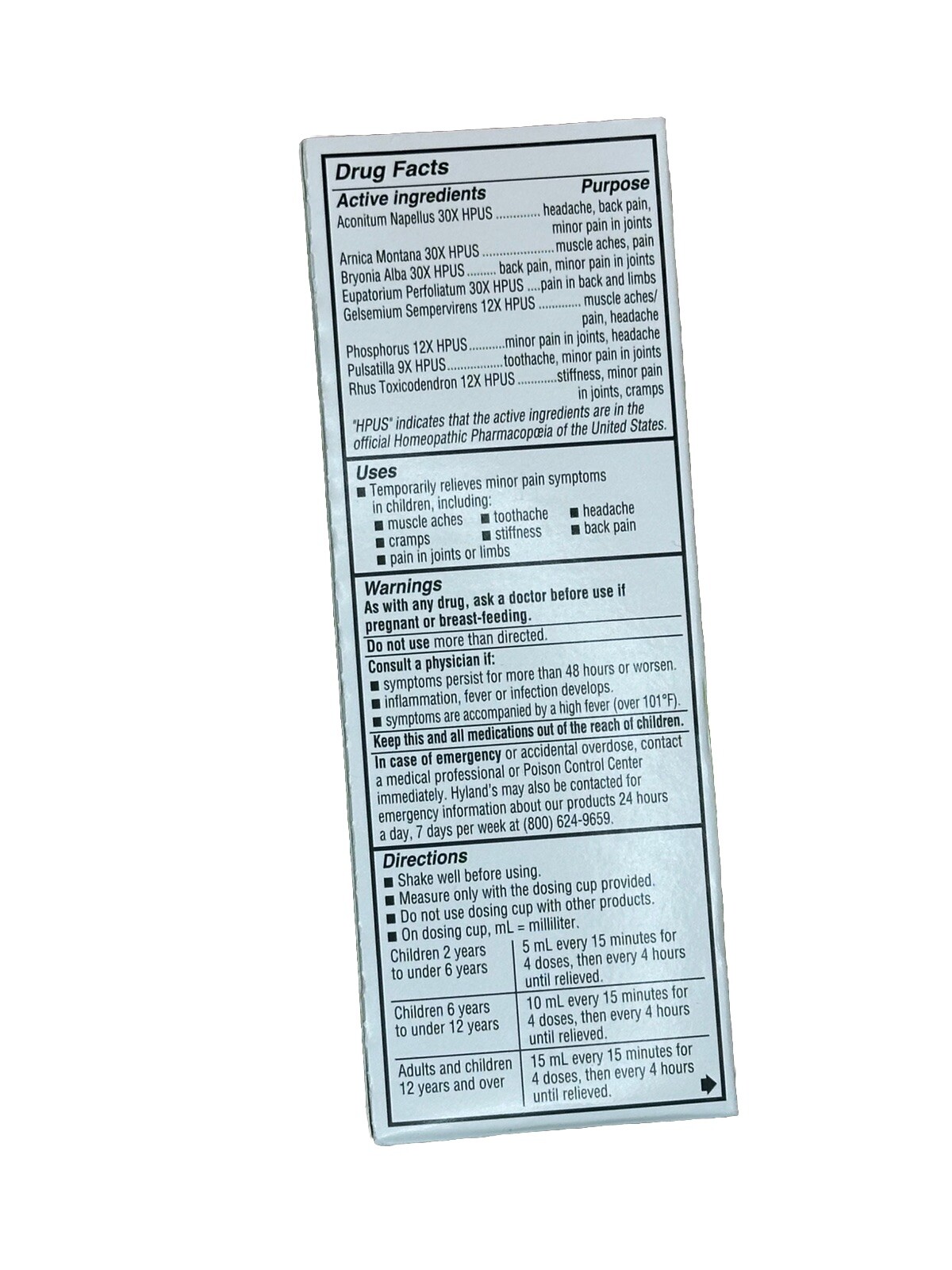Hyland’s 4 Kids Homeopathic Pain Relief Liquid Grape Flavor 4oz DISCONTINUED