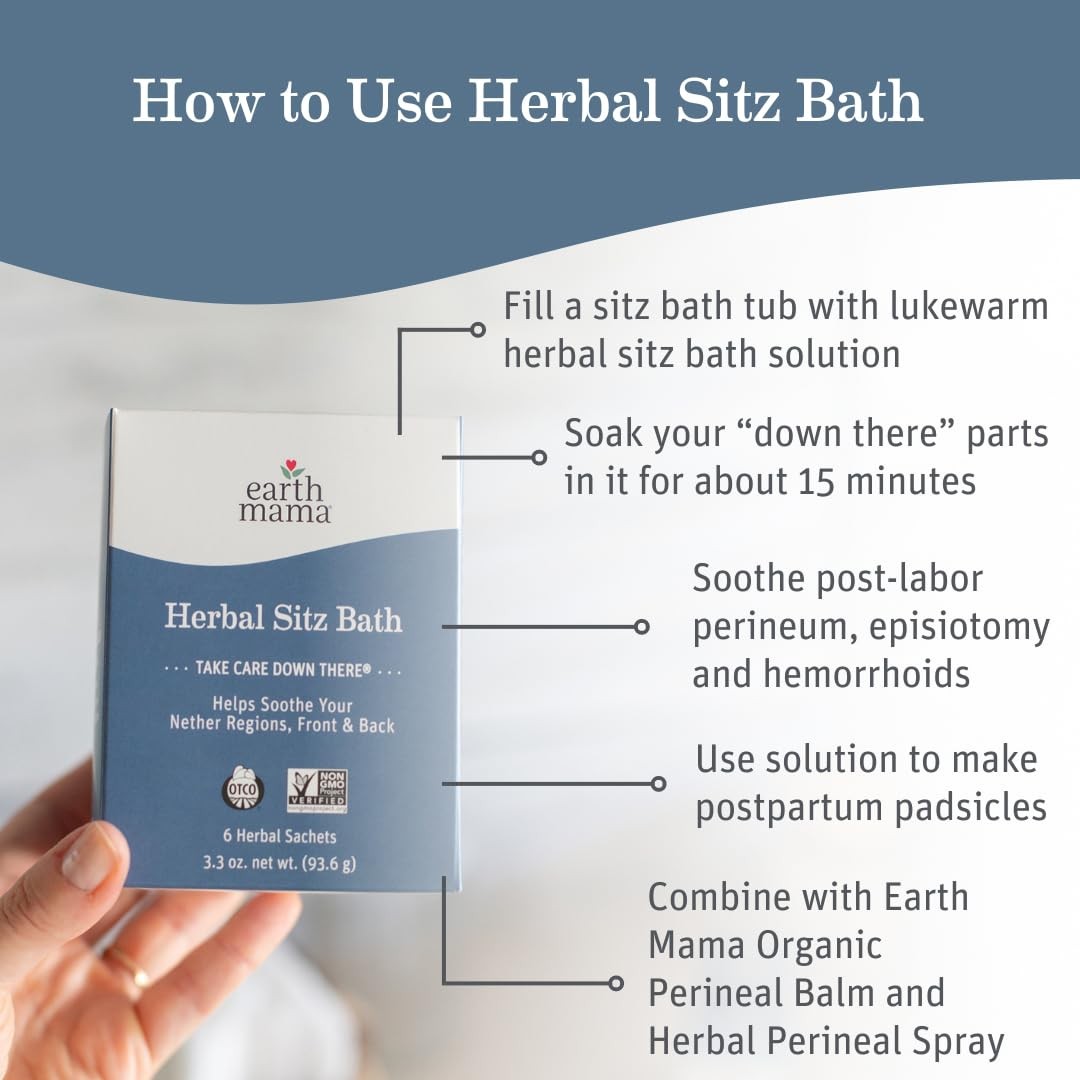 Earth Mama Herbal Sitz Bath Sachets – 6 Count – 6 (Pack of 1), White