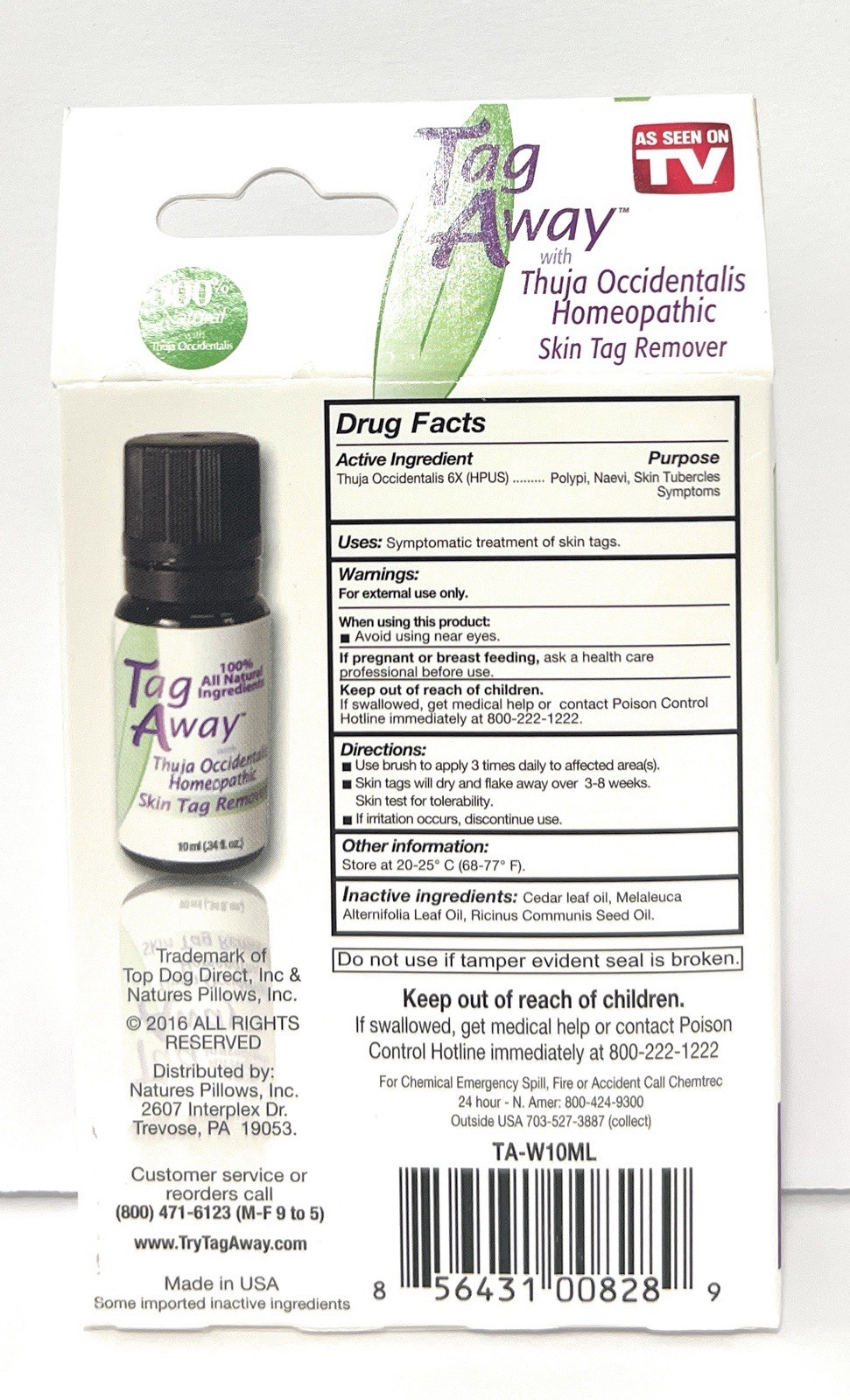 Tag Away Skin Tag Remover 10ml (0.34 fl. oz.) As Seen On TV Natural- Exp 07/27