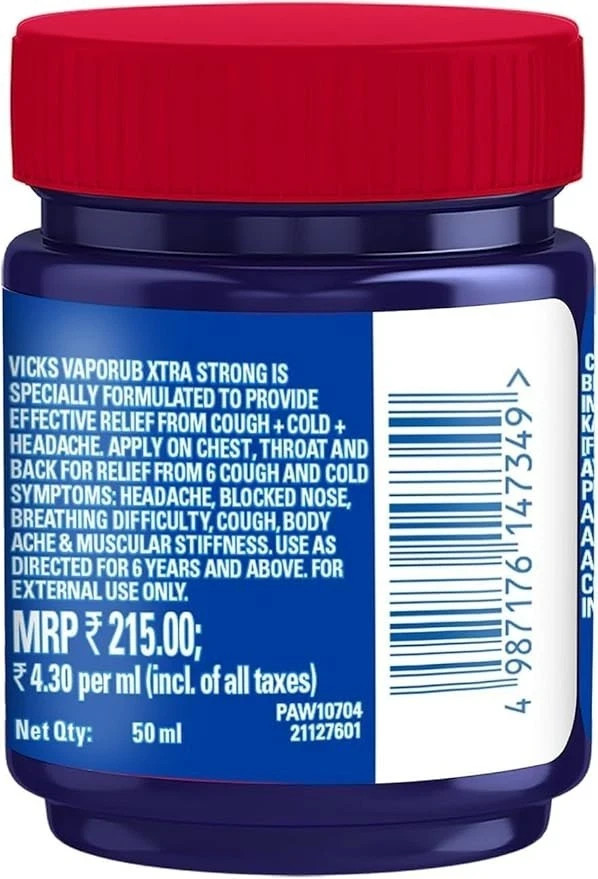 Vicks VapoRub Xtra Strong, 50 ml (pack of 12) free shipping