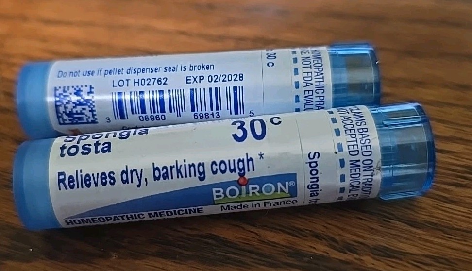 Lot of 2 BOIRON Spongia Tosta 30 C Homeopathic Cough Medicine 80 pellets ea 2028