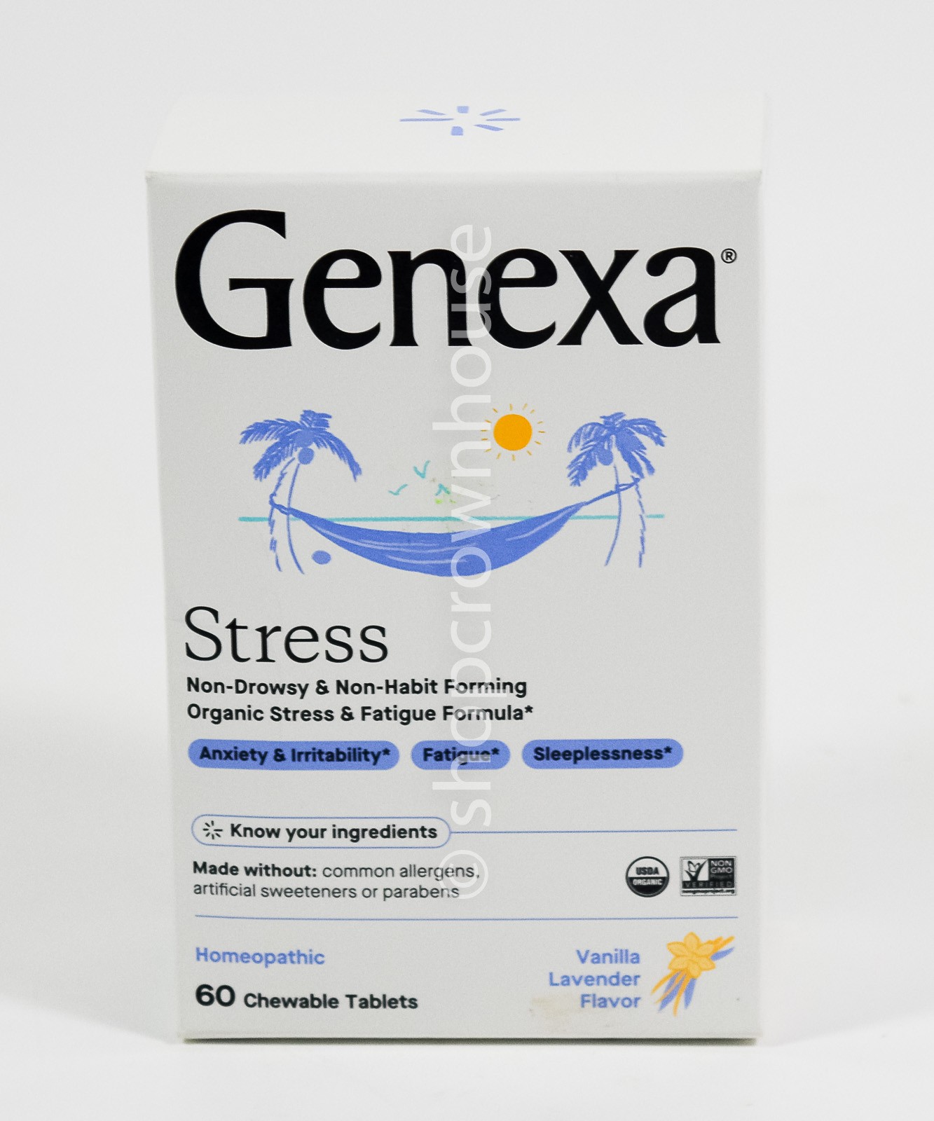 GENEXA organic homeopathic STRESS 60 chewable tabs Anxiety Relief 04/2028