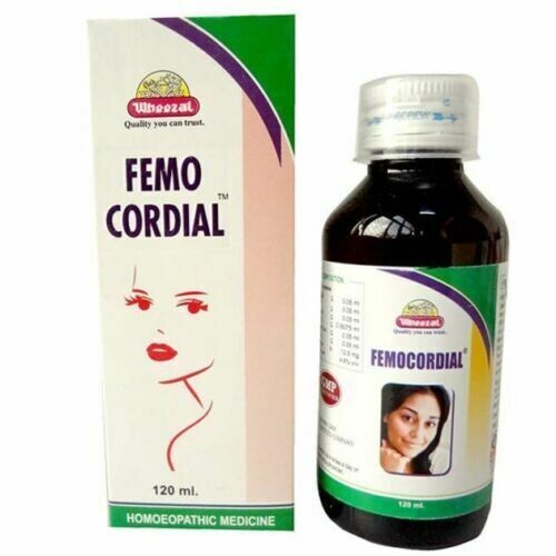 Wheezal Homeopathic Femocordial Syrup Regulates Menses,White Discharges 120 ml