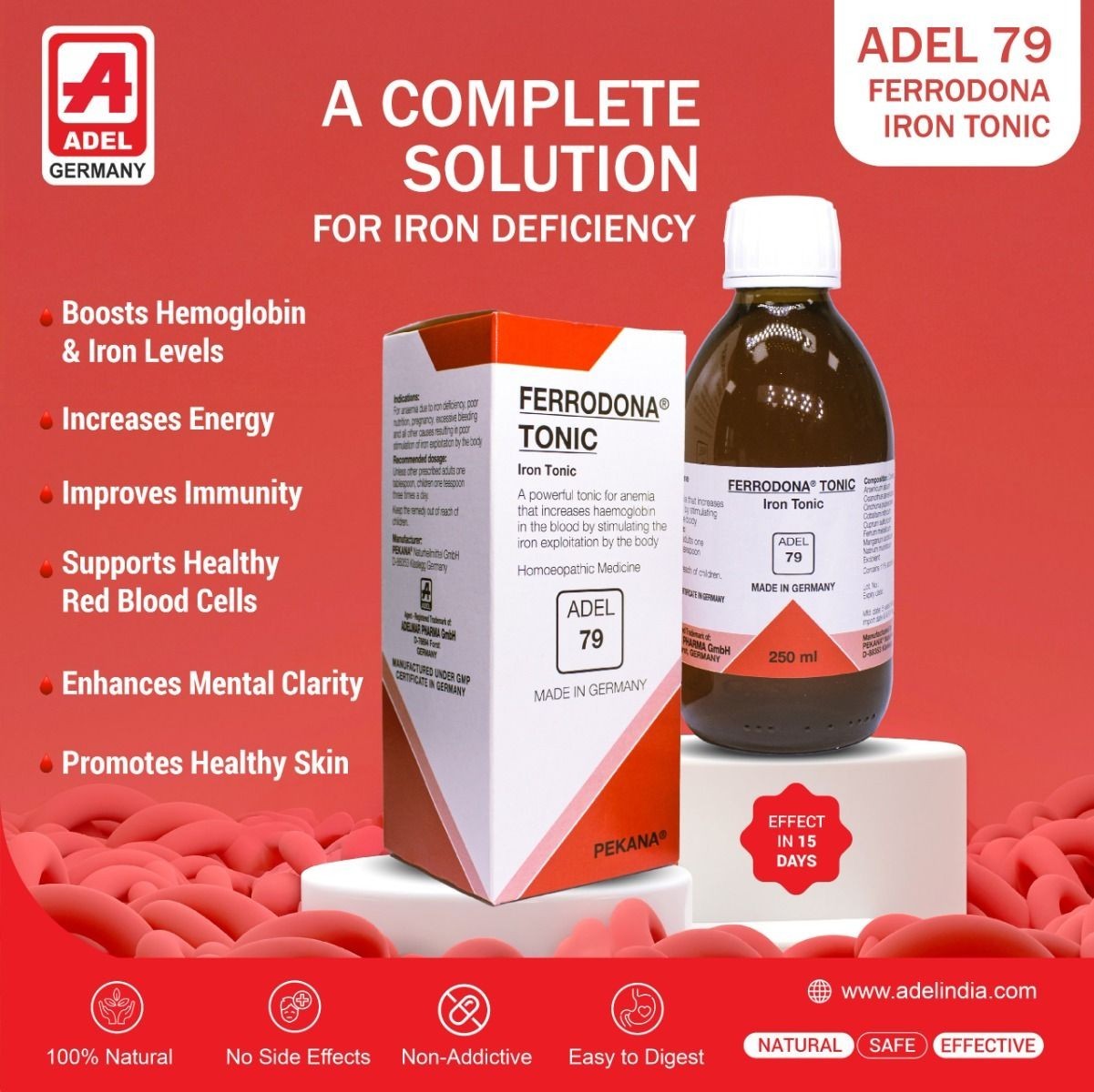 ADEL 79 Iron Tonic Pack of 2 Homeopathic Supplement for Energy & Wellness 250ml
