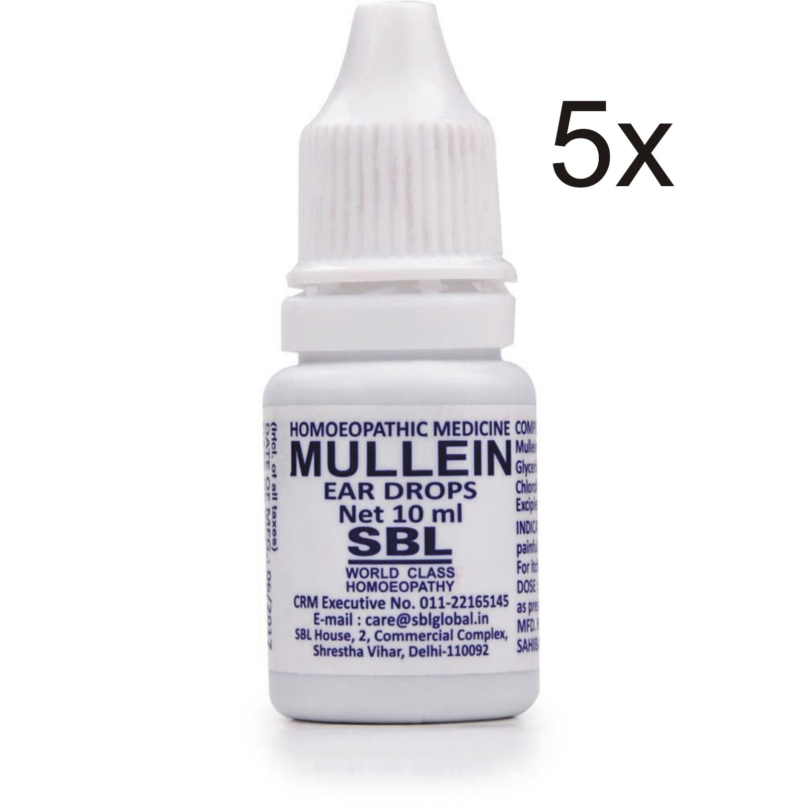 5 Bottles SBL Mullein Ear Drops 10ml Each