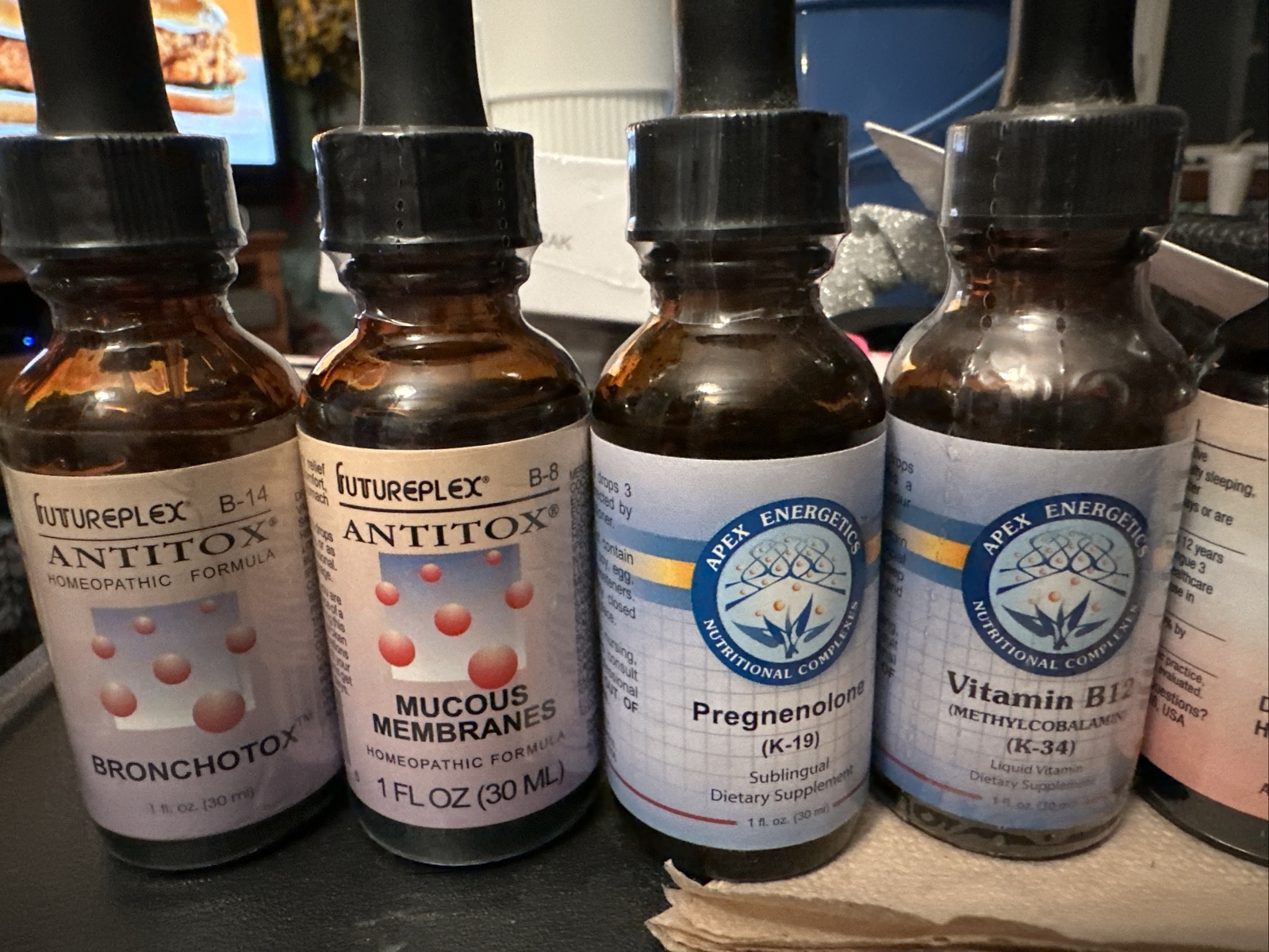 Homeopathic Medicine Liquid Formula 1oz 30ml Lot- 6 Bottles Vitamin B12, Liver