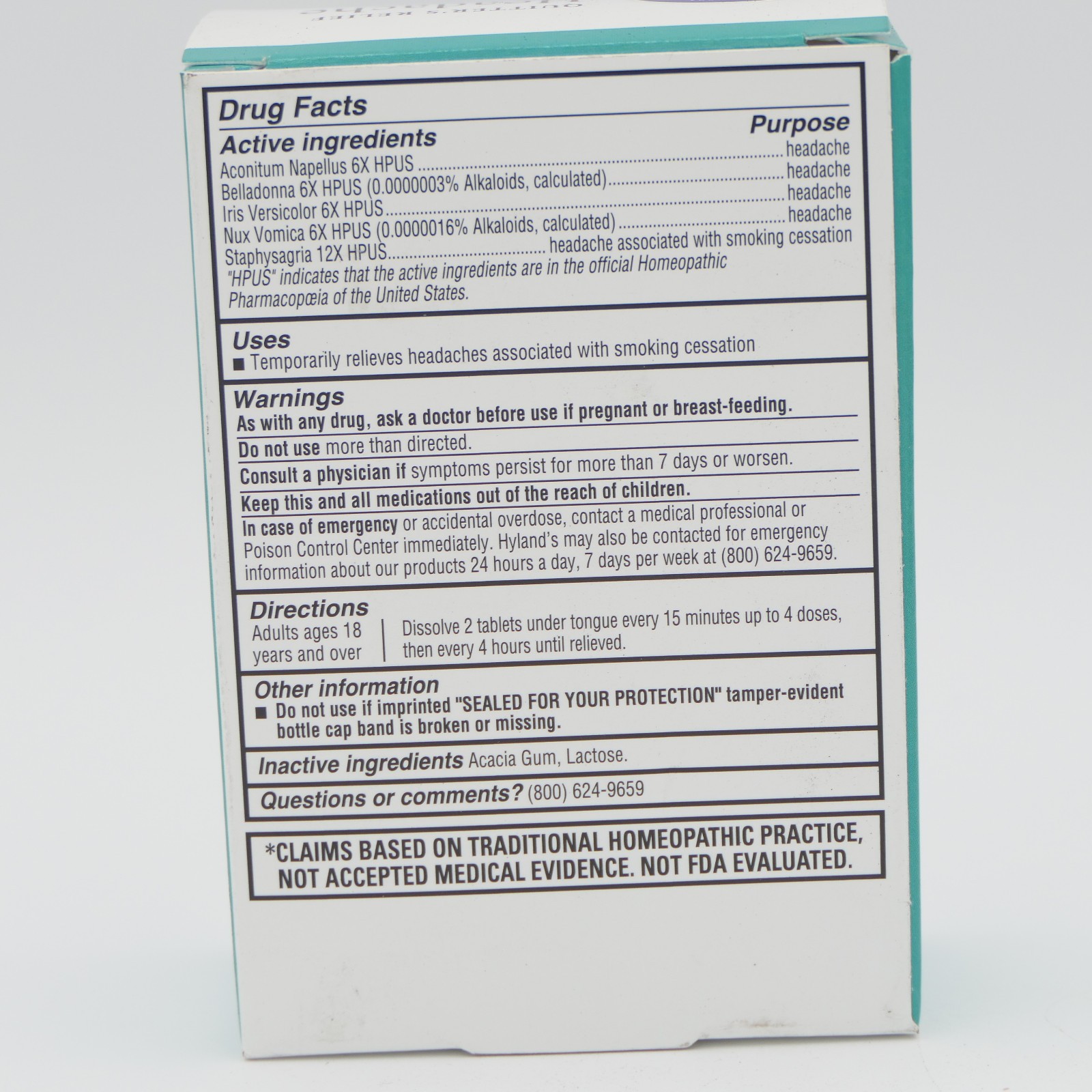 Hylands Quitter’s Relief Headache 2 Pk 100 Quick-Dissolving Tabs Ea Homeopathic