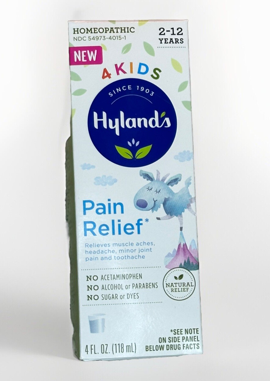 Hyland’s 4 Kids Homeopathic Pain Relief Liquid Grape Flavor 4oz DISCONTINUED