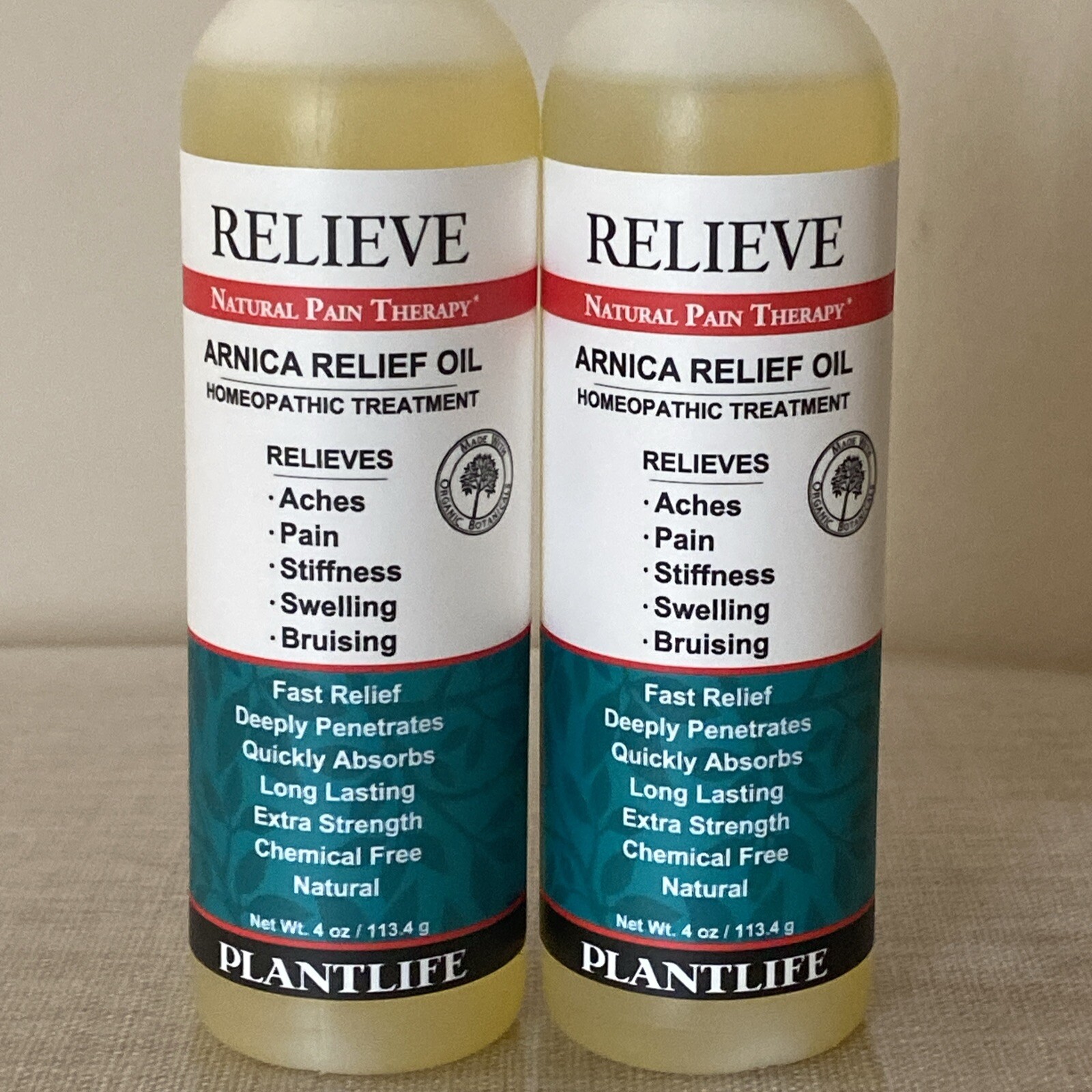 Lot of 2 PlantLife Homeopathic Arnica Relief Oil – 4 oz