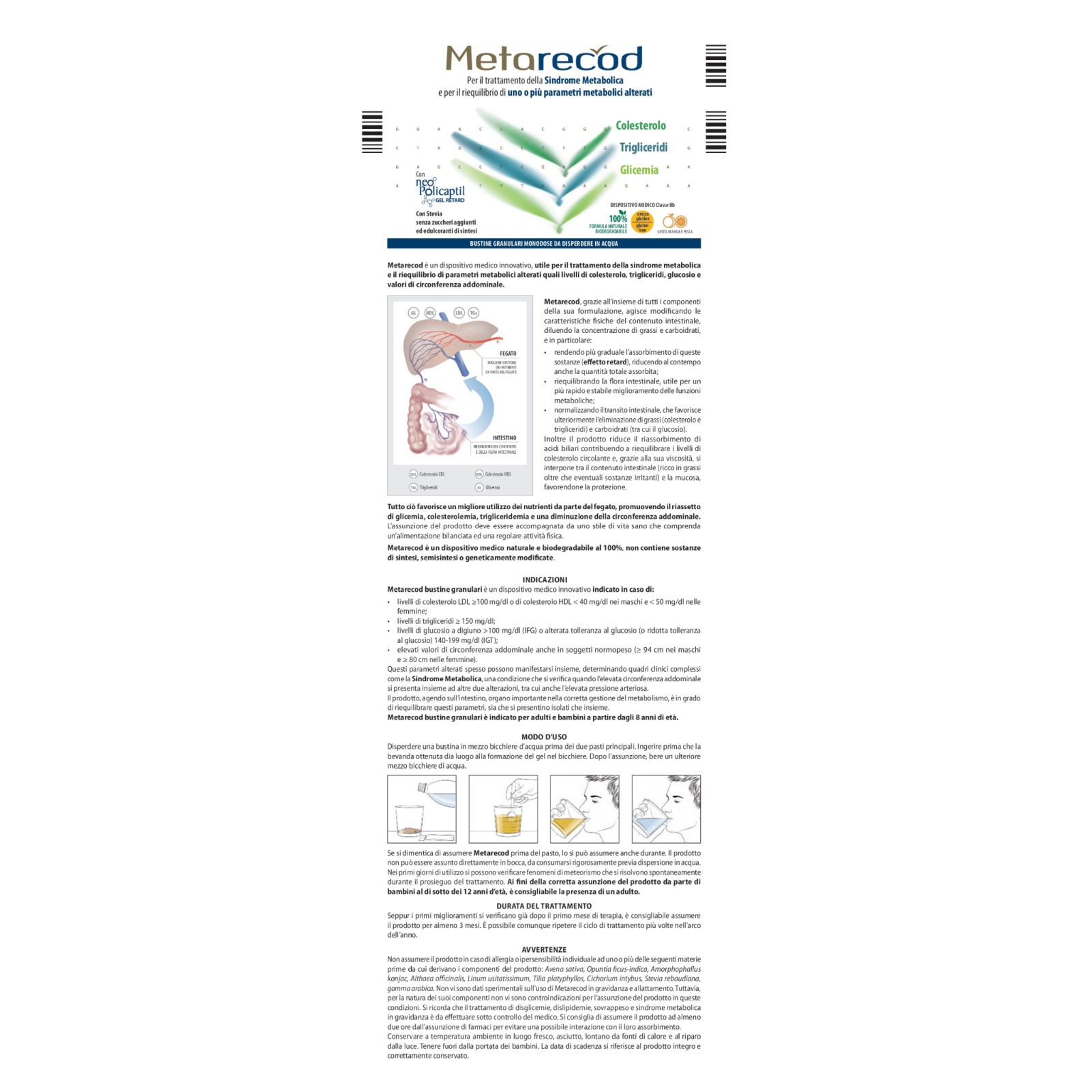 Aboca Metarecod Granular Bags Rebalances Metabolic Parameters 40 Bags