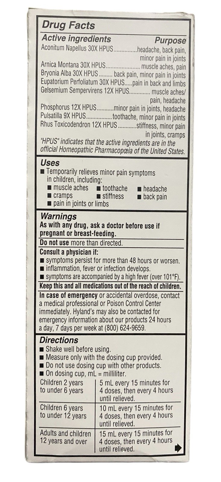 Hyland’s 4 Kids Homeopathic Pain Relief Liquid Grape Flavor 4 fl oz Discontinued