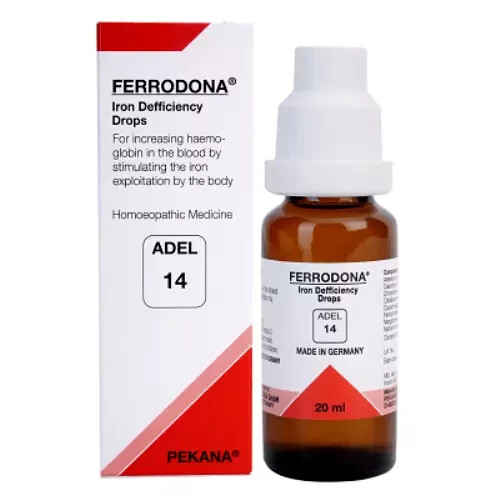 Pack of 5 ADEL 14 Ferrodona Drop (20ml) Homeopathic Drop Treatment of anaemia