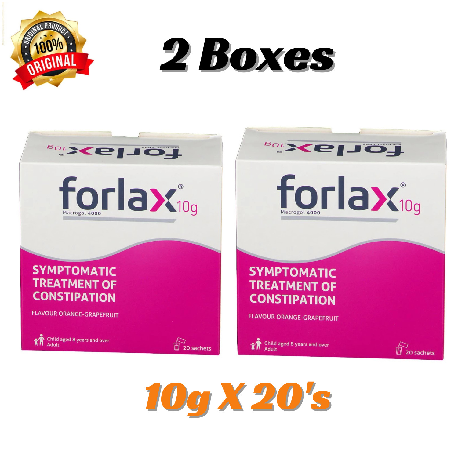 2X Forlax 10g Powder 20 Sachets for Constipation Relief Adult & Kids 8+