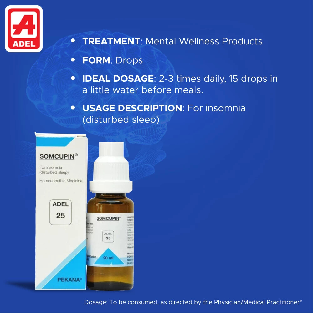 ADEL 25 Drops (20ml) SOMCUPIN Adel PEKANA German Homeopathic Drops For INSOMNIA.