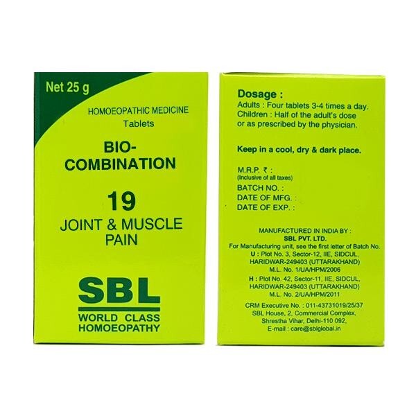 🌿 SBL Bio-Combination 19 Tablet for Joint & Muscle Pain | Pack of 5 | Free Ship