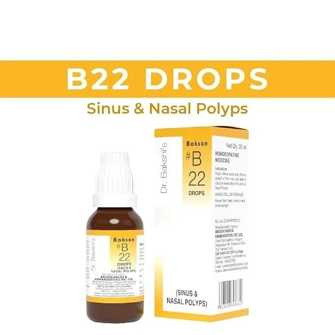 Dr Bakshi B22 Sinus Drops | Homeopathic Relief for Sneezing, Stuffy Nose & Cold