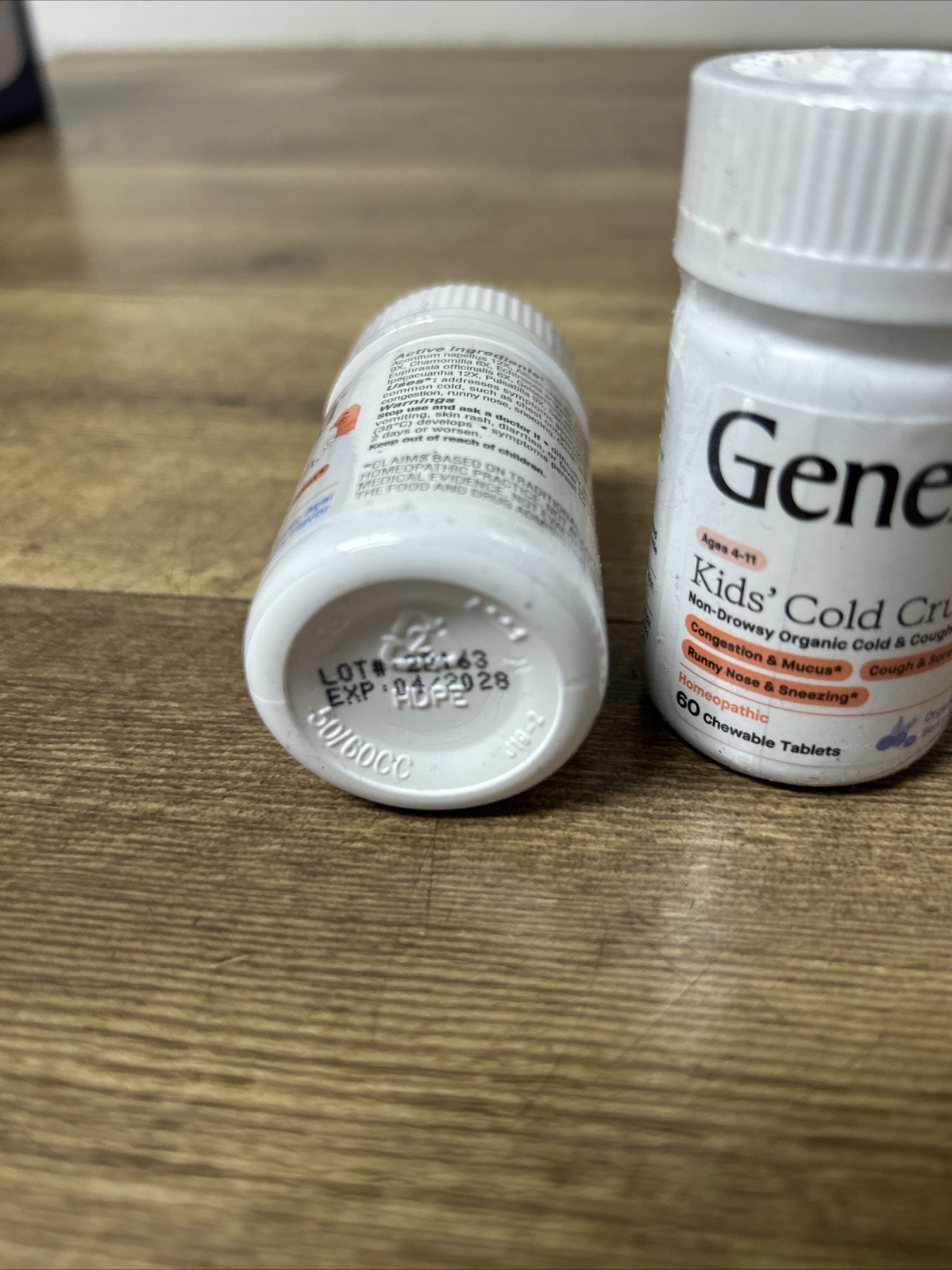 2 GENEXA Cold Crush Chewable 60 Tablets Organic NEW Acai Berry Flavor Exp 4/2028