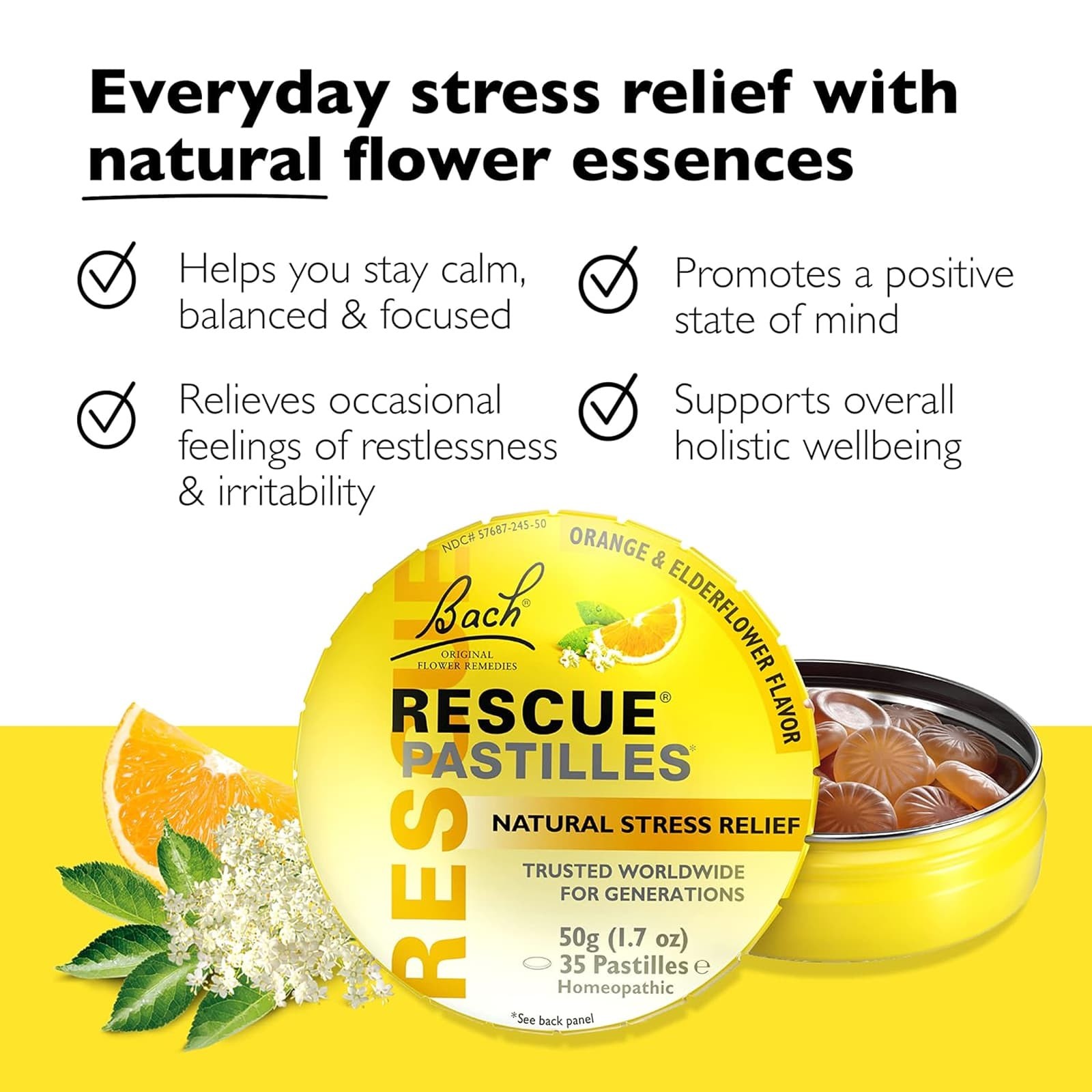 Bach RESCUE Stress Relief Orange 50g 1.7 oz, Clearance for Best By 03/2026