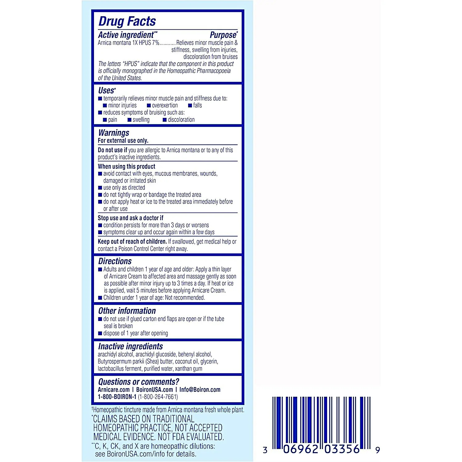 Boiron Arnicare Arnica Cream Pain Relief, 2.5 Ounces