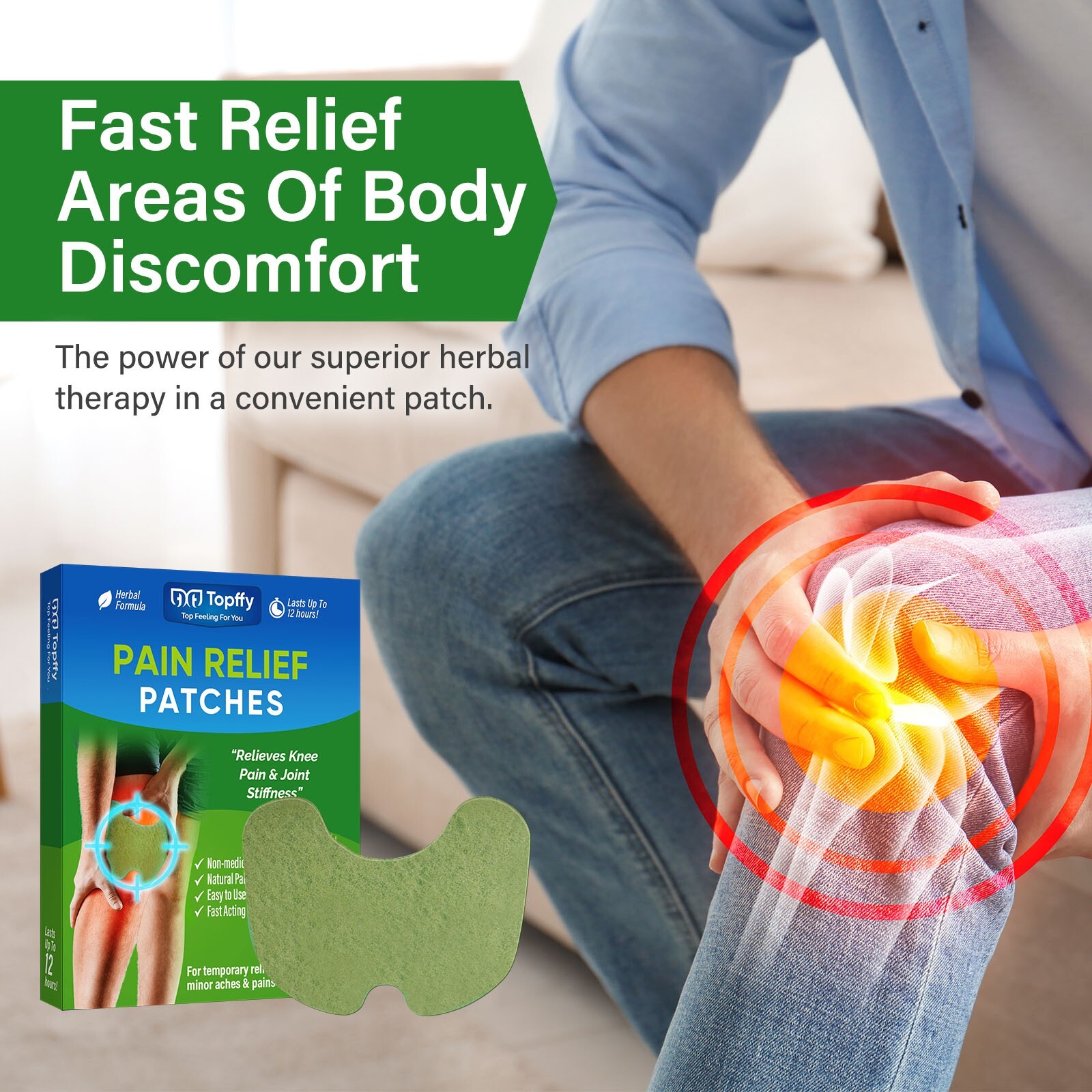 Joint Pain Relief Patches, Knee Shoulder and Neck, 12 Hour Warming Relief, 24 ct