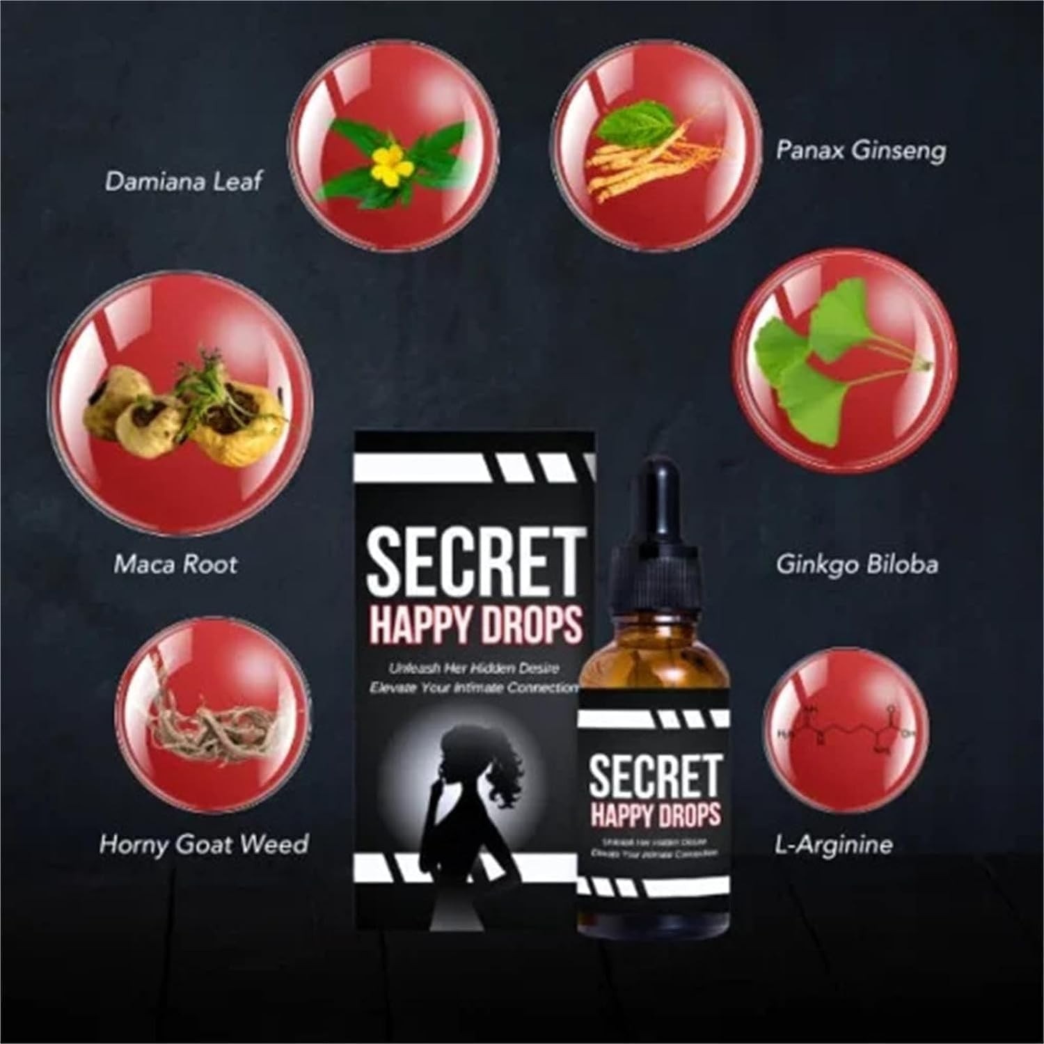 5Pack Secret Happy Drops Pleasure Peak Oral Drops Happy Hormones Drops for Women