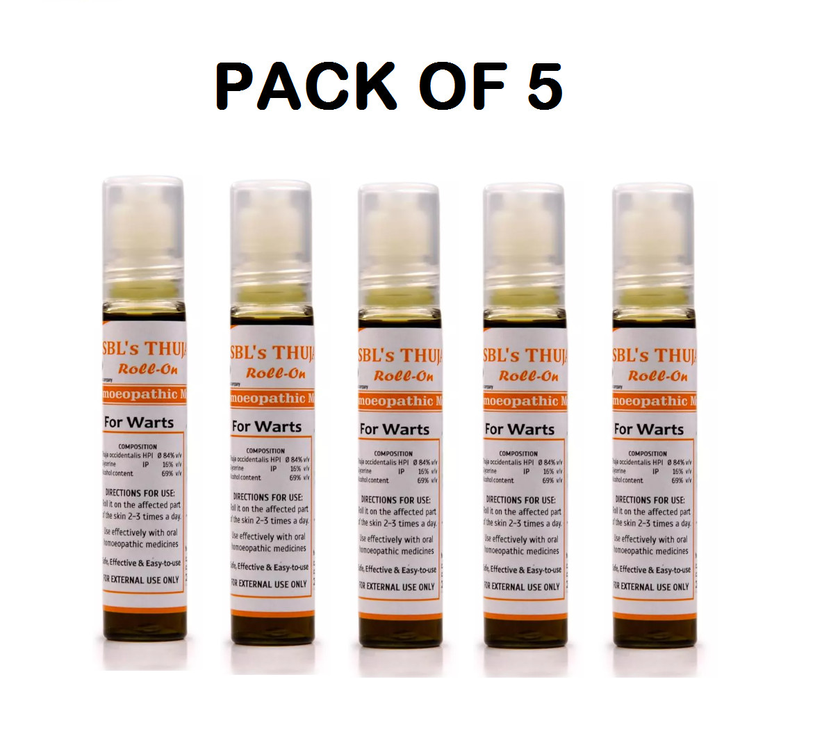 SBL Thuja Roll-On 10ml Deals with polyps, corns, eruptions and wart ( PACK OF 5)