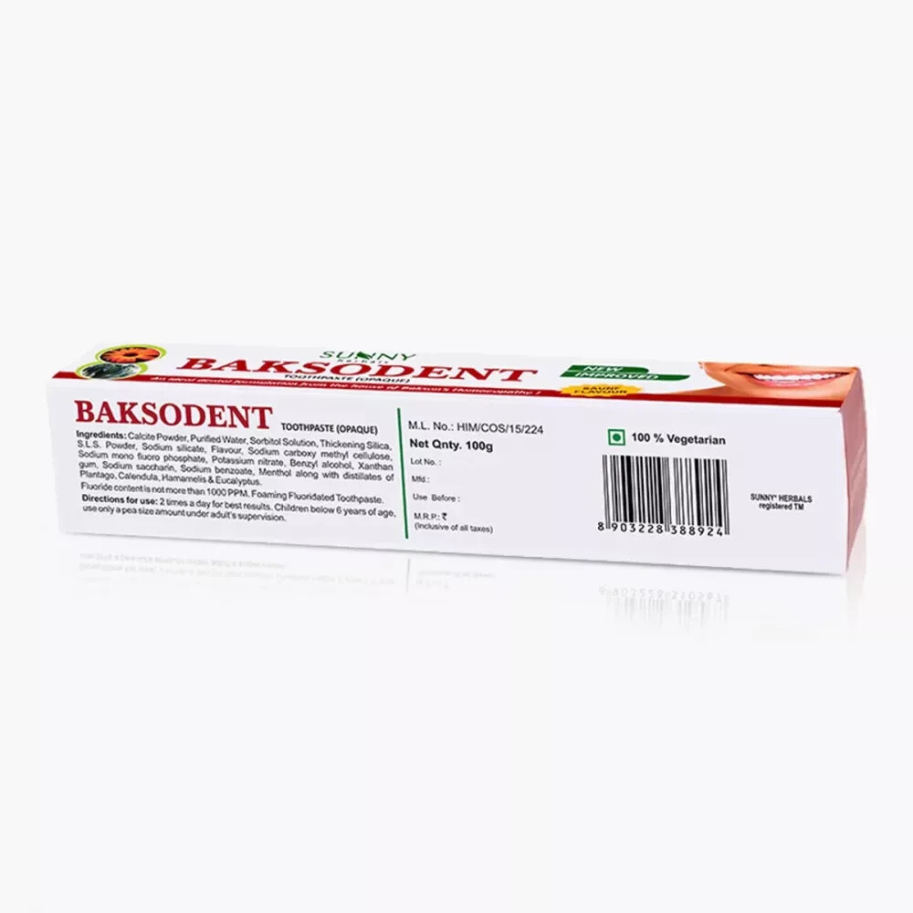 Bakson Baksodent Toothpaste (Saunf Flavour) (100g) Homeopathic Free Shipping