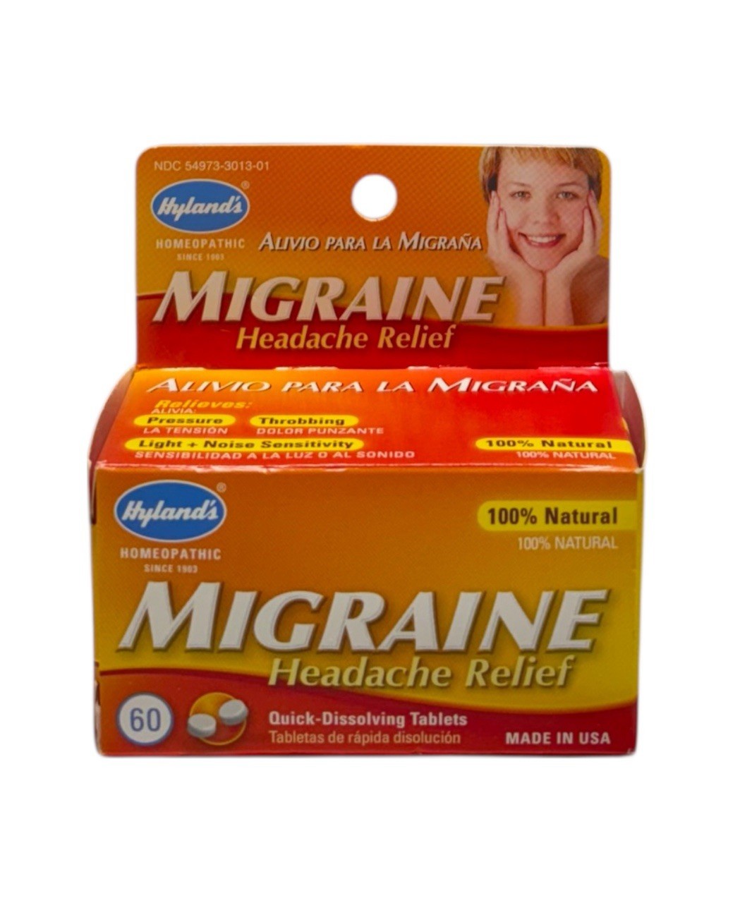 Hyland’s MIGRAINE Relief 60 Quick-Dissolving Tablets Natural Original USA Made