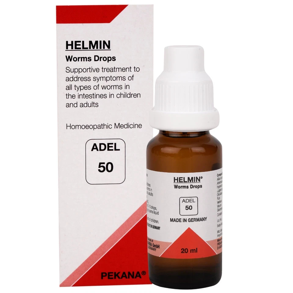 ADEL 50 Worms Drops Pack of 6 Natural Homeopathic Remedy for Digestive Wellness
