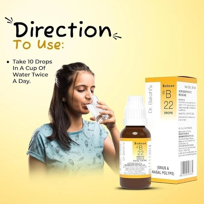 Dr Bakshi B22 Sinus Drops | Homeopathic Relief for Sneezing, Stuffy Nose & Cold