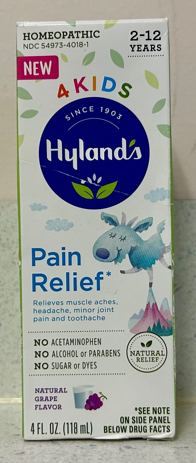 Hyland’s 4 Kids Homeopathic Pain Relief Liquid Grape Flavor 4 fl oz For Kids
