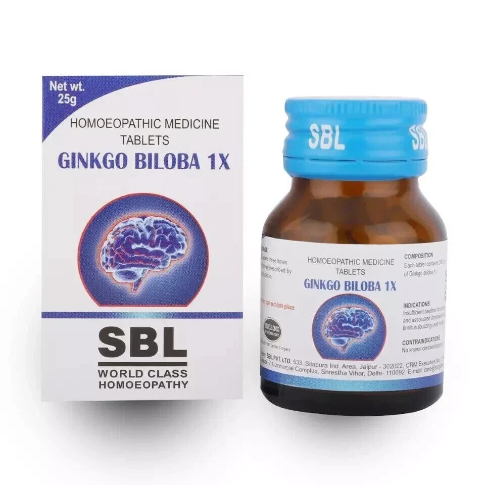 SBL Ginkgo Biloba 1X Tablets– 25g Homeopathic Support for Memory & Concentration