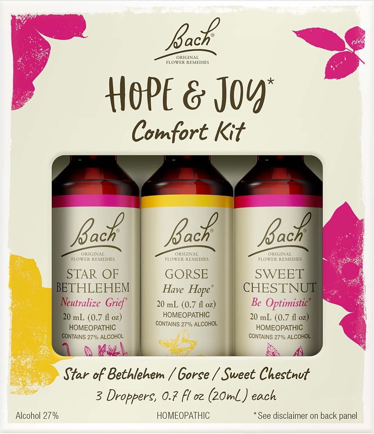 Flower Remedies Kit 3 x 20mL Hope & Joy Bach Homeopathic Natural