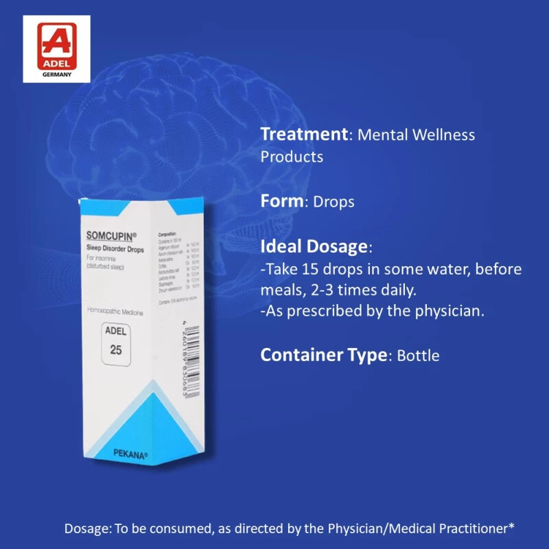 ADEL 25 Drops (20ml) SOMCUPIN Adel PEKANA German Homeopathic Drops For INSOMNIA.