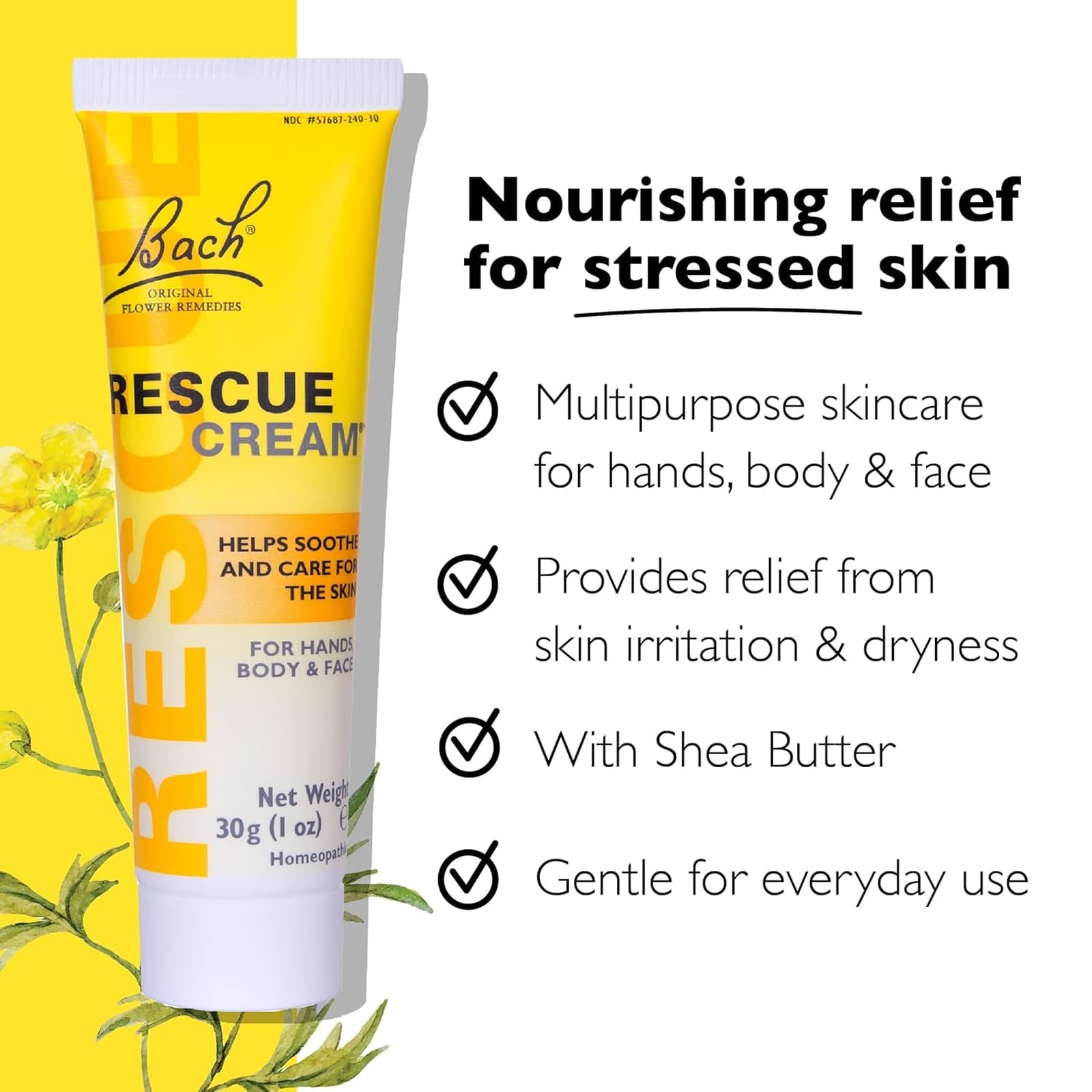 Bach RESCUE Cream 30g 1 oz, Clearance for EXP 11/2026
