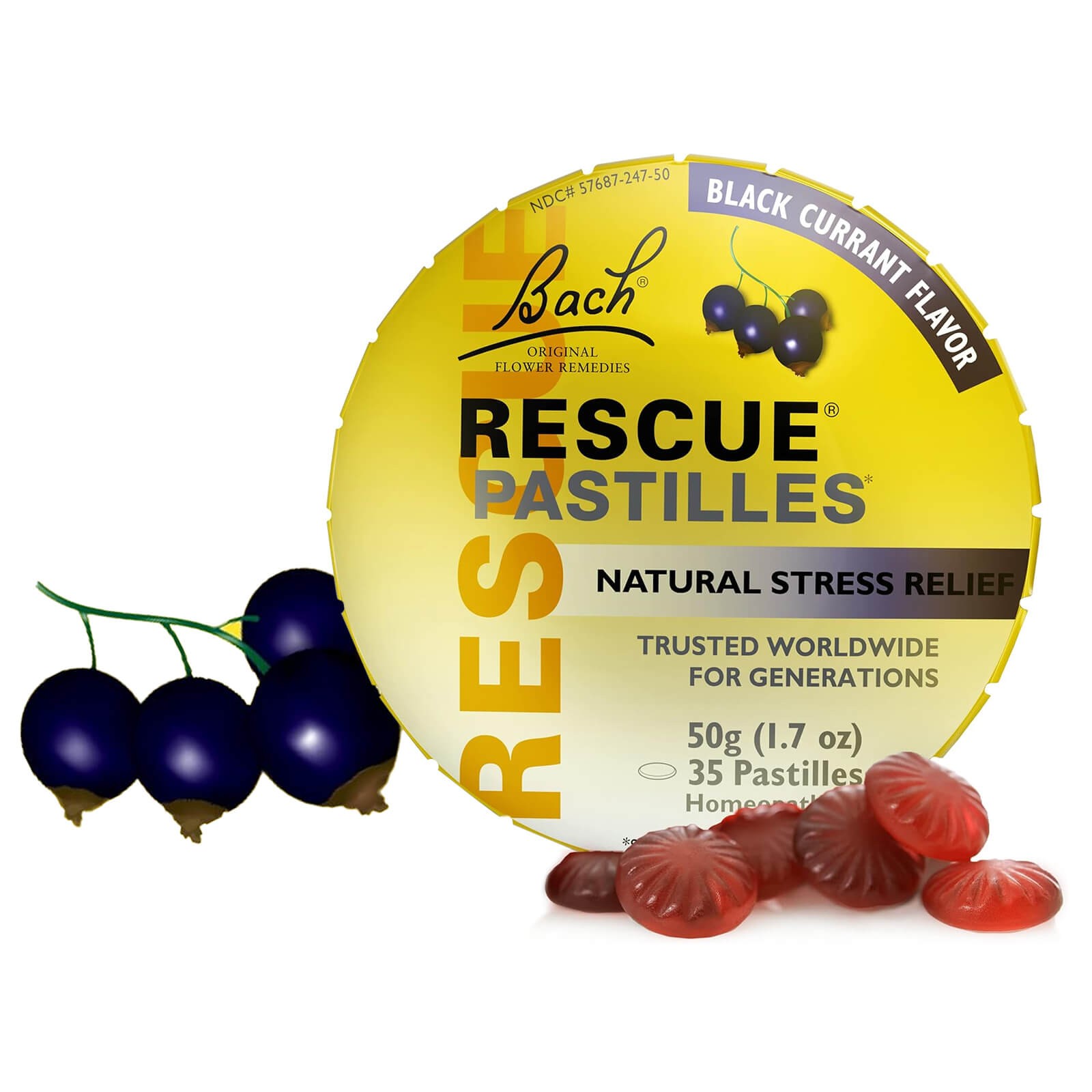 Bach RESCUE Stress Relief Black Currant 50g 1.7 oz, Clearance for EXP 07/2026