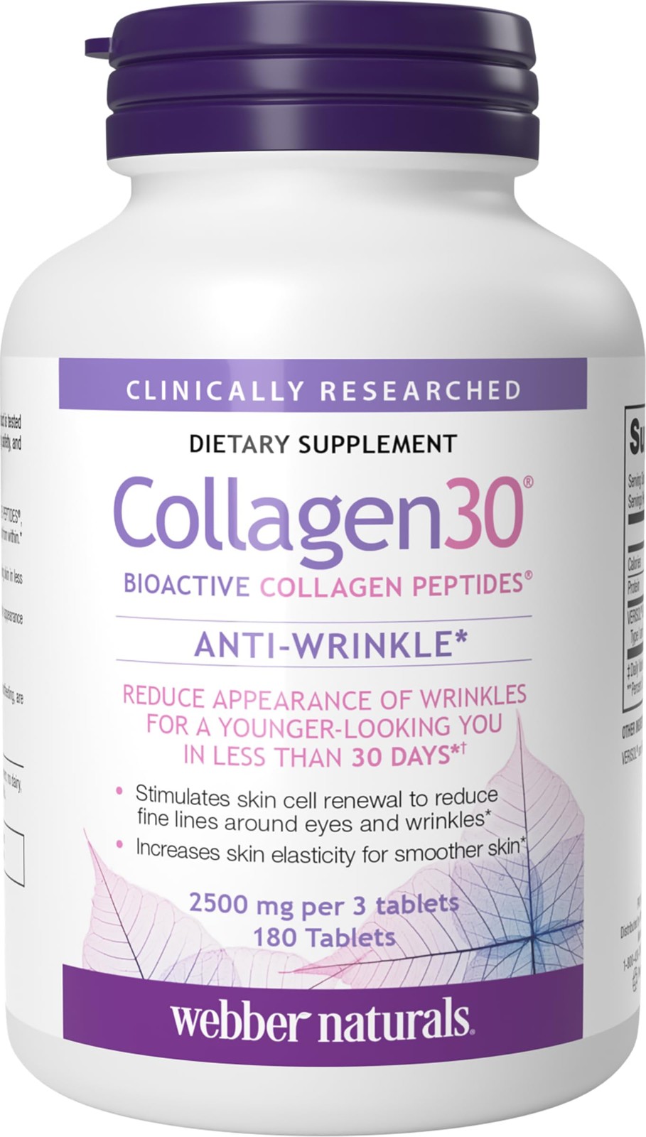 Webber Naturals Hydrolyzed Collagen Peptides, 180 Count (Pack of 1)