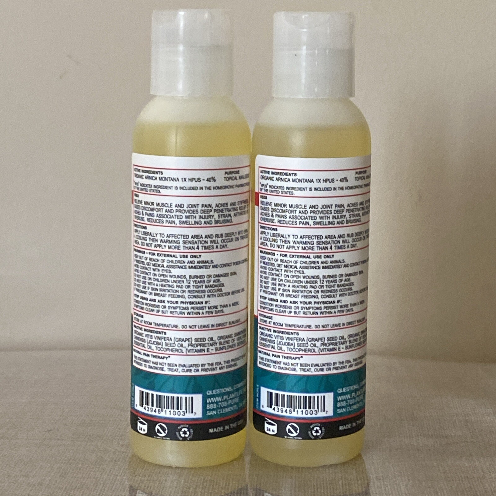 Lot of 2 PlantLife Homeopathic Arnica Relief Oil – 4 oz