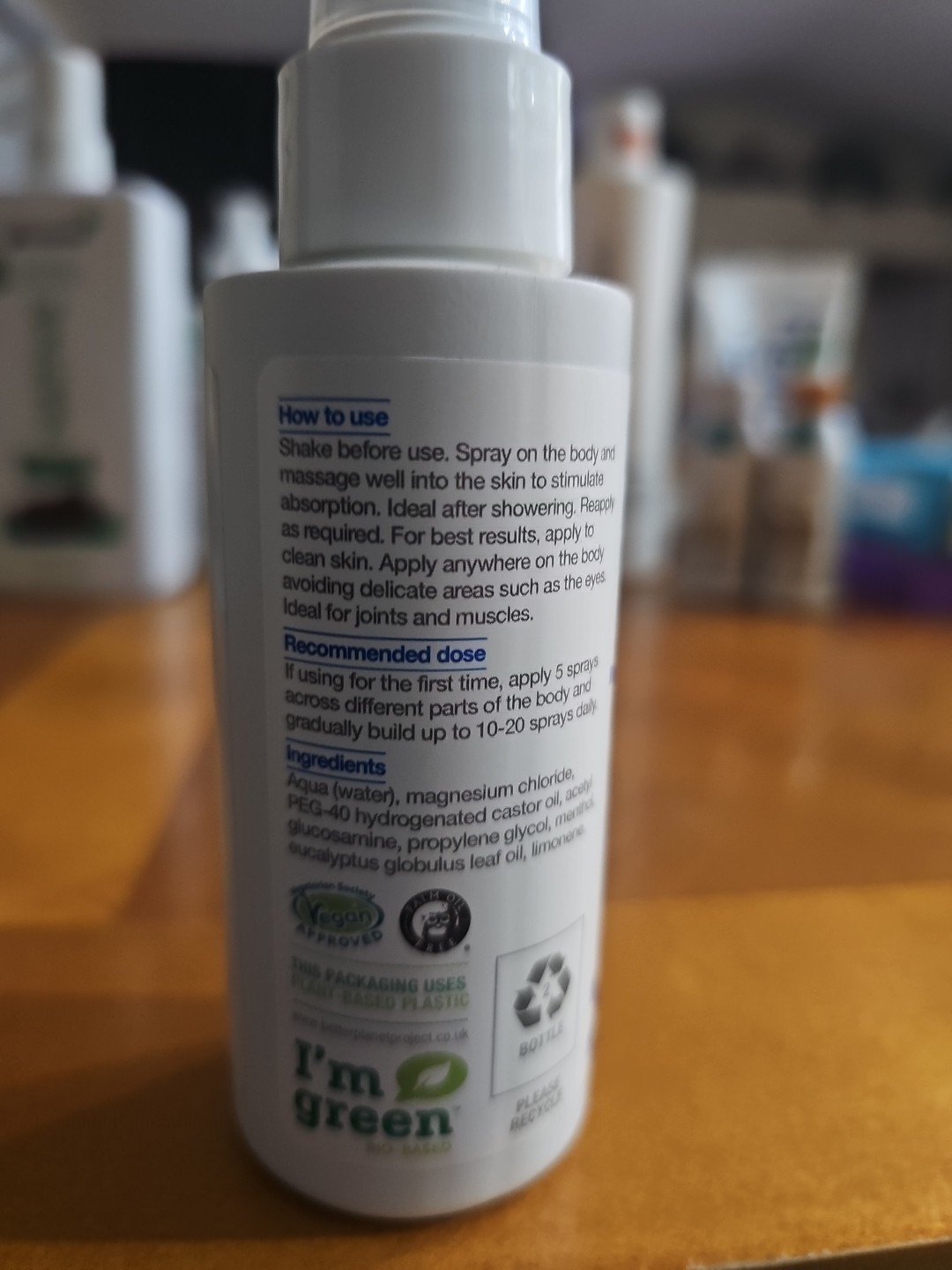 Magnesium Joint Body Spray + Vegan Glucosamine Joints/Muscles Better You 3.38 oz