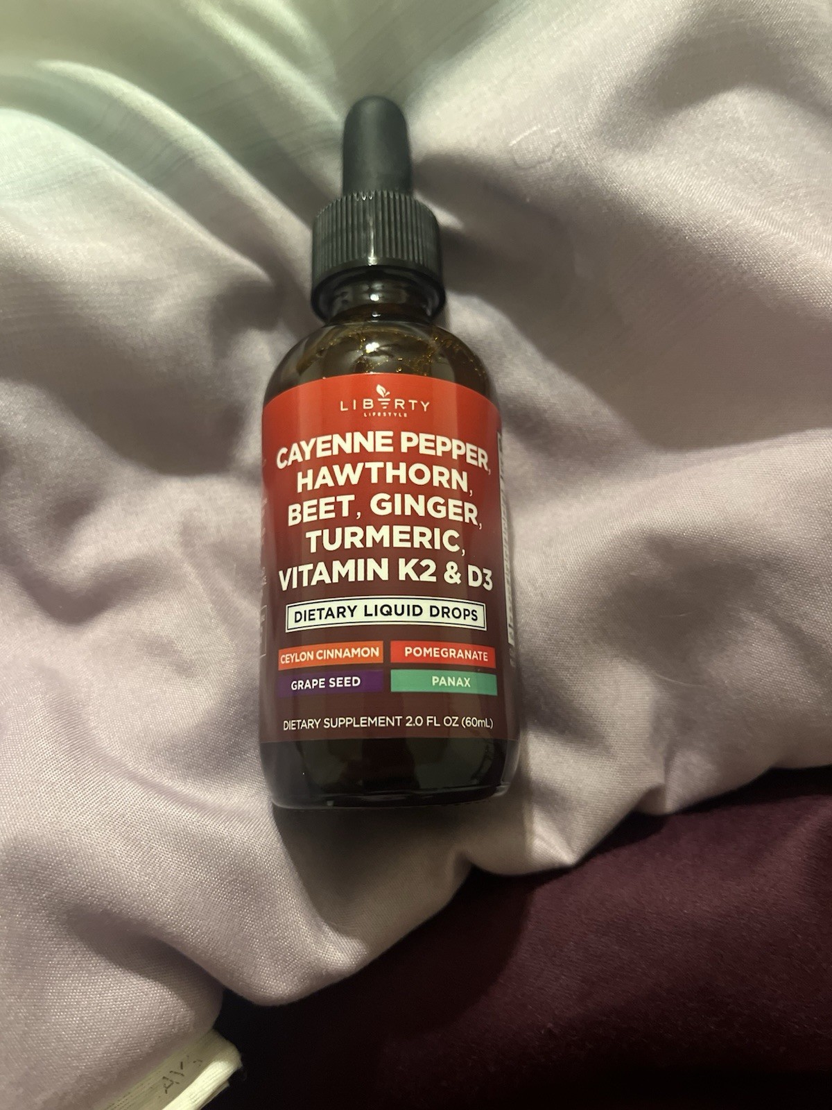 Cayenne Pepper Hawthorn Beet Root Turmeric Vitamin K2+D3 Liquid Drops 60ml