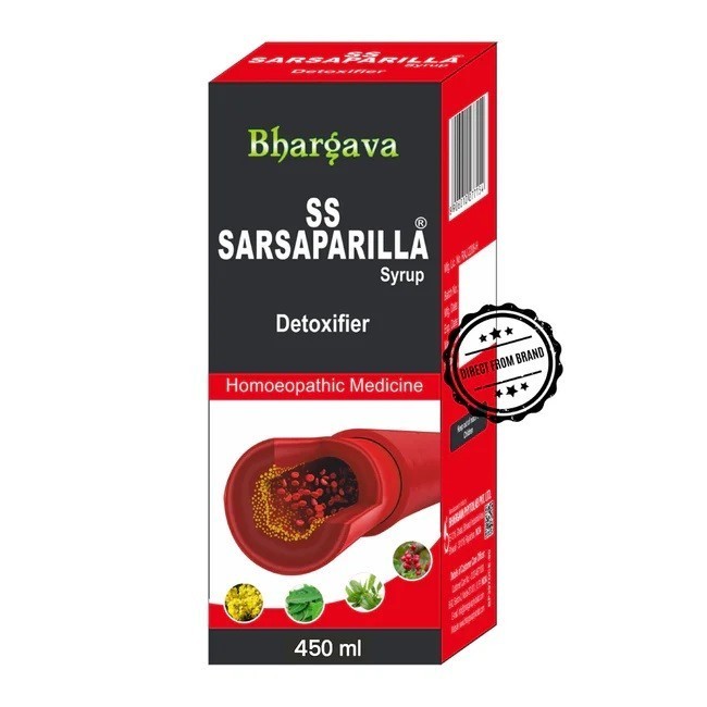 Bhargava Homeopathic Sarsaparilla Syrup (450ml) Effective for Blood Impurities